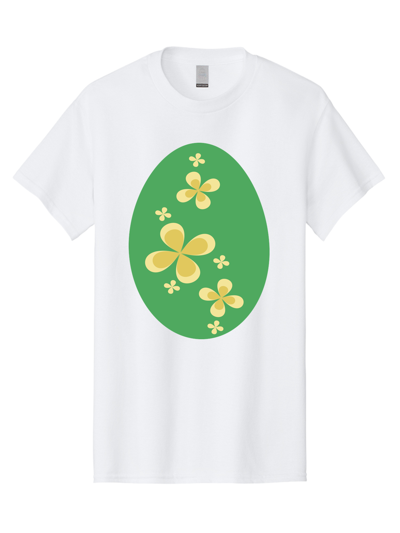 Easter-Egg-2 Men'S Graphic Tee, 100% Cotton, Comfortable Casual Summer Wear, Machine Washable, Easter Egg, Floral Pattern, Yellow Flowers, Oval Shape, Decorative Design, Spring Theme, Easter Decoration, Floral Motif, Pastel Colors Aac672