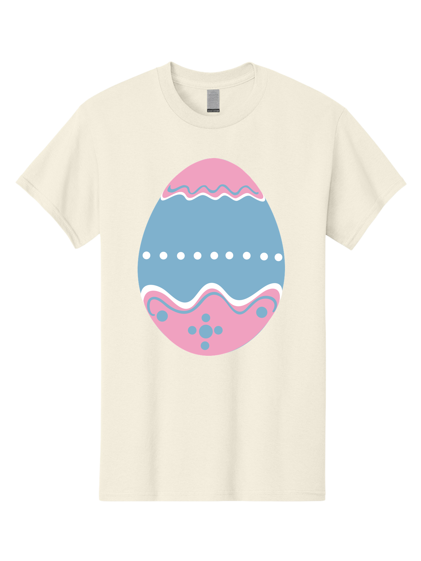 Easter-Egg-3 Men'S Graphic Tee, 100% Cotton, Comfortable Casual Summer Wear, Machine Washable, Easter Egg, Pink And Blue Egg, Decorated Egg, Wavy Lines, White Dots, Blue And Pink Swirls, Pastel Colors, Spring Decoration, Easter Theme, Aac673