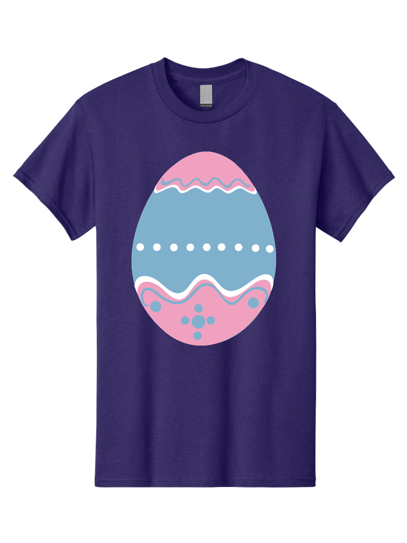 Easter-Egg-3 Men'S Graphic Tee, 100% Cotton, Comfortable Casual Summer Wear, Machine Washable, Easter Egg, Pink And Blue Egg, Decorated Egg, Wavy Lines, White Dots, Blue And Pink Swirls, Pastel Colors, Spring Decoration, Easter Theme, Aac673