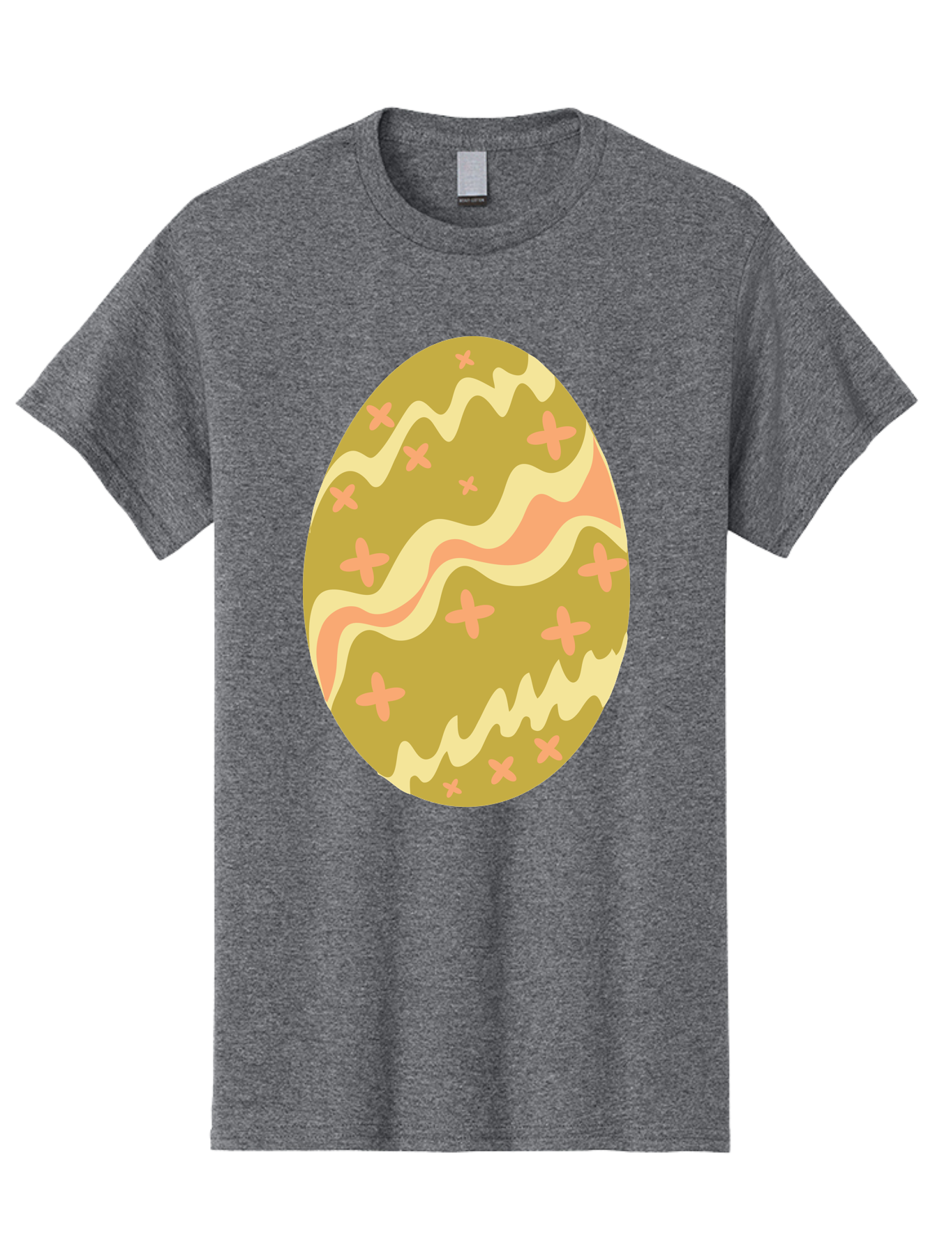 Easter-Egg-4 Men'S Graphic Tee, 100% Cotton, Comfortable Casual Summer Wear, Machine Washable, Easter Egg, Pastel Colors, Wavy Lines, Pink Crosses, Decorated Egg, Spring Theme, Festive Design, Easter Decoration, Egg Hunt Aac674