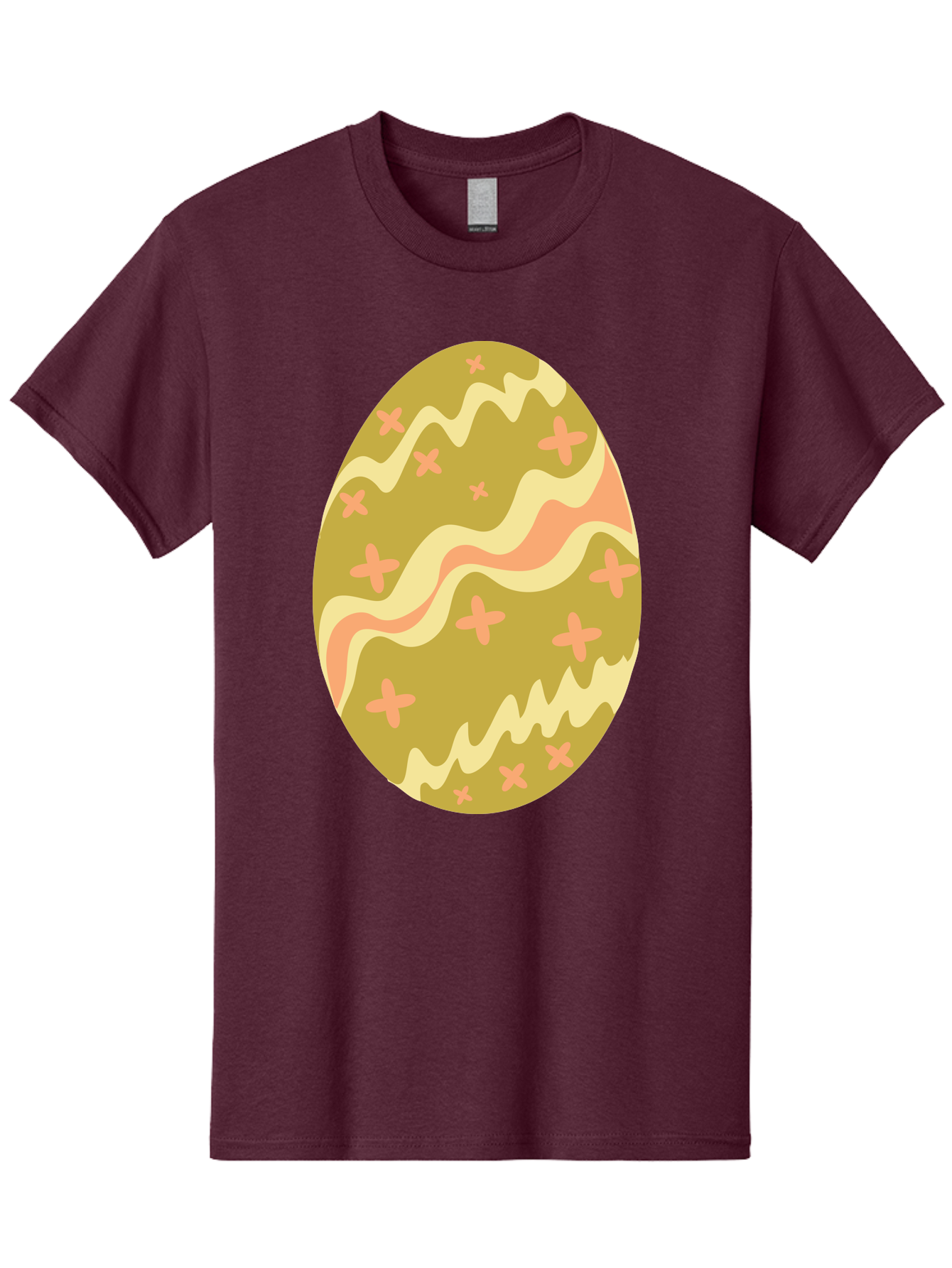 Easter-Egg-4 Men'S Graphic Tee, 100% Cotton, Comfortable Casual Summer Wear, Machine Washable, Easter Egg, Pastel Colors, Wavy Lines, Pink Crosses, Decorated Egg, Spring Theme, Festive Design, Easter Decoration, Egg Hunt Aac674