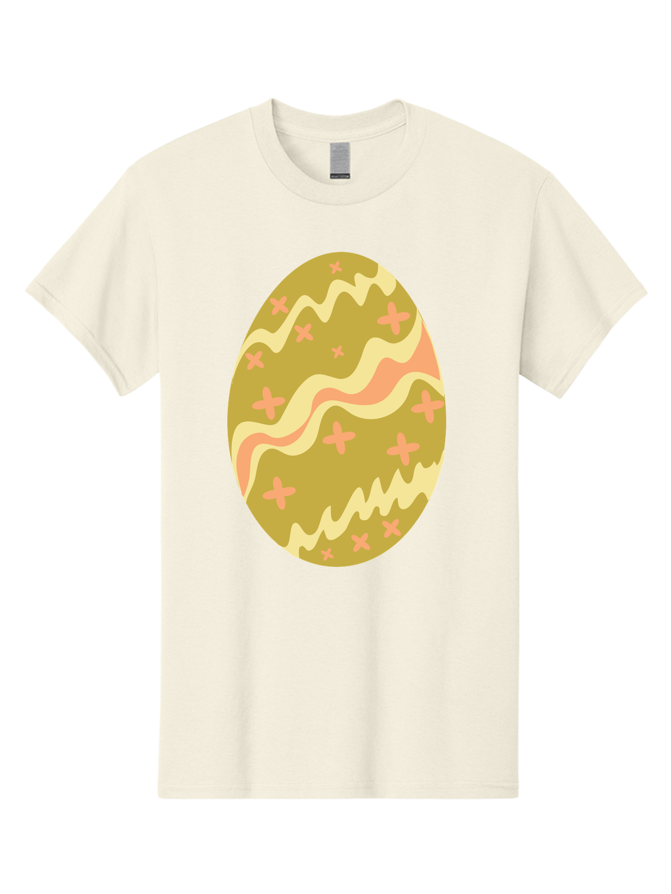 Easter-Egg-4 Men'S Graphic Tee, 100% Cotton, Comfortable Casual Summer Wear, Machine Washable, Easter Egg, Pastel Colors, Wavy Lines, Pink Crosses, Decorated Egg, Spring Theme, Festive Design, Easter Decoration, Egg Hunt Aac674