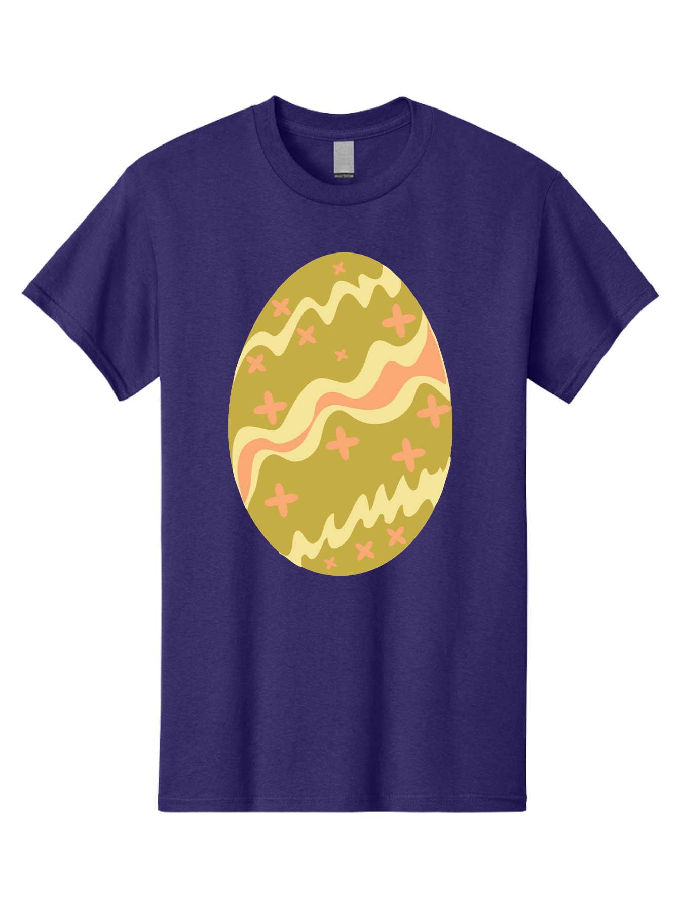 Easter-Egg-4 Men'S Graphic Tee, 100% Cotton, Comfortable Casual Summer Wear, Machine Washable, Easter Egg, Pastel Colors, Wavy Lines, Pink Crosses, Decorated Egg, Spring Theme, Festive Design, Easter Decoration, Egg Hunt Aac674