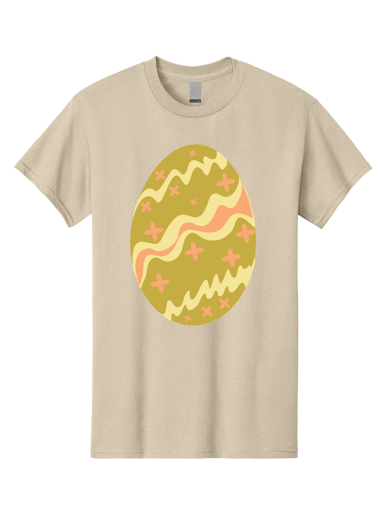 Easter-Egg-4 Men'S Graphic Tee, 100% Cotton, Comfortable Casual Summer Wear, Machine Washable, Easter Egg, Pastel Colors, Wavy Lines, Pink Crosses, Decorated Egg, Spring Theme, Festive Design, Easter Decoration, Egg Hunt Aac674