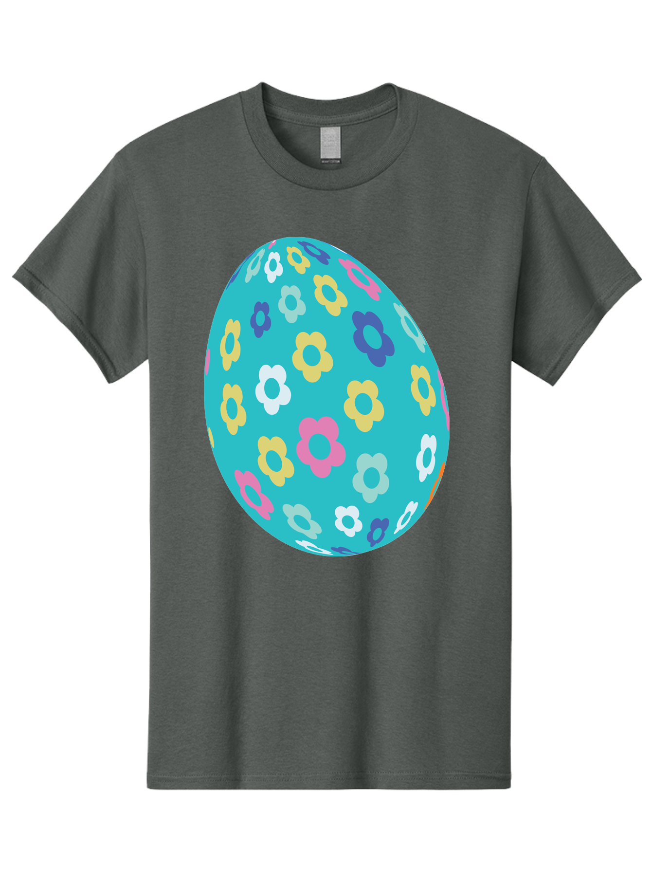 Easter-Egg-Flowers Men'S Graphic Tee, 100% Cotton, Comfortable Casual Summer Wear, Machine Washable, Easter Egg Decoration, Floral Pattern, Colorful Flowers, Pastel Colors, Spring Theme, Easter Celebration, Festive Design, Decorative Egg, Aac675