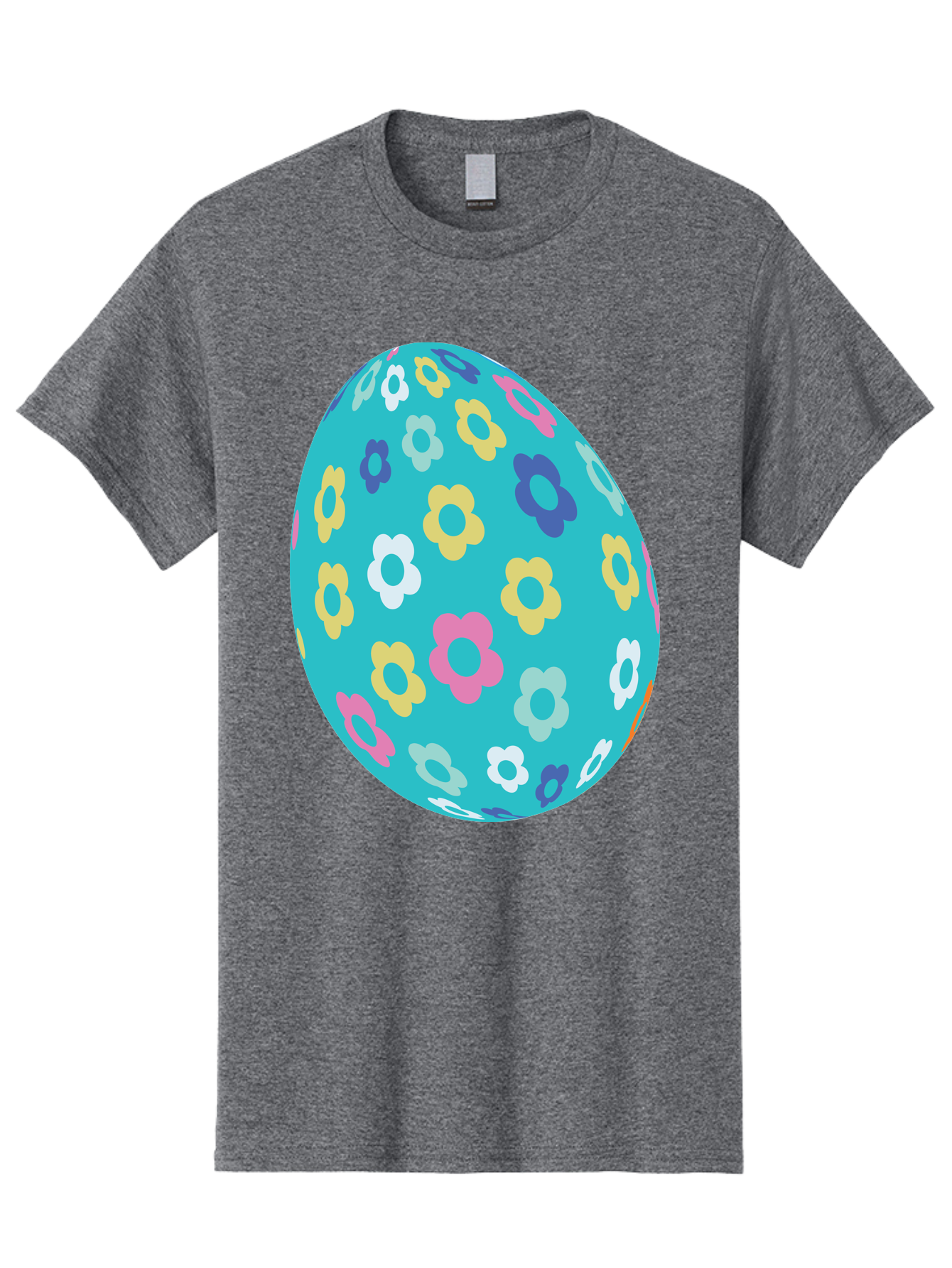 Easter-Egg-Flowers Men'S Graphic Tee, 100% Cotton, Comfortable Casual Summer Wear, Machine Washable, Easter Egg Decoration, Floral Pattern, Colorful Flowers, Pastel Colors, Spring Theme, Easter Celebration, Festive Design, Decorative Egg, Aac675