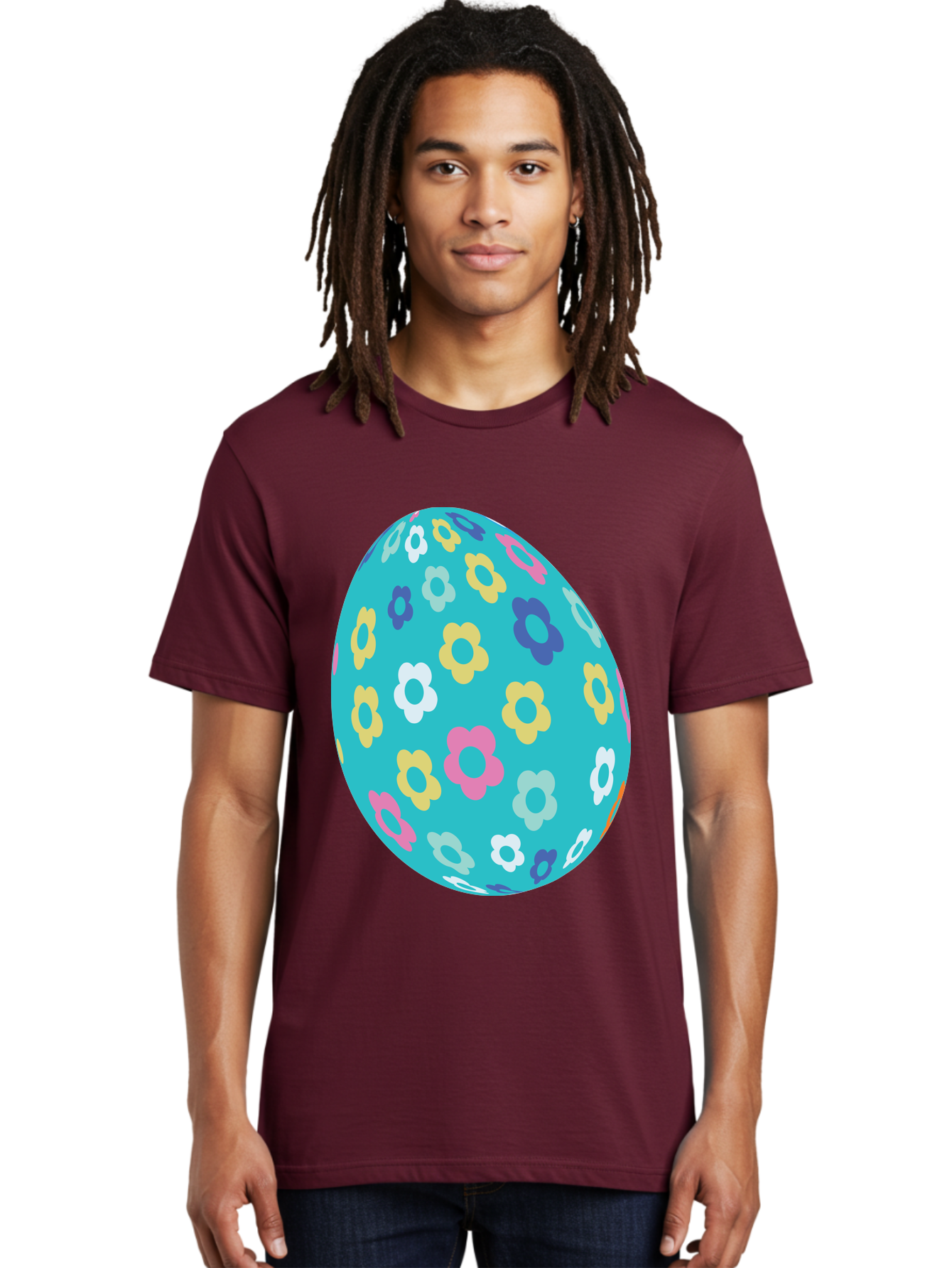 Easter-Egg-Flowers Men'S Graphic Tee, 100% Cotton, Comfortable Casual Summer Wear, Machine Washable, Easter Egg Decoration, Floral Pattern, Colorful Flowers, Pastel Colors, Spring Theme, Easter Celebration, Festive Design, Decorative Egg, Aac675