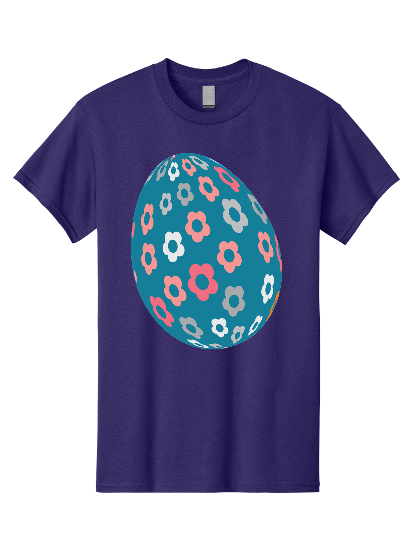 Easter-Egg Men'S Graphic Tee, 100% Cotton, Comfortable Casual Summer Wear, Machine Washable, Blue Easter Egg, Floral Pattern, Pink And White Flowers, Spring Decoration, Easter Egg Decoration, Digital Illustration, Easter Theme, Aac676