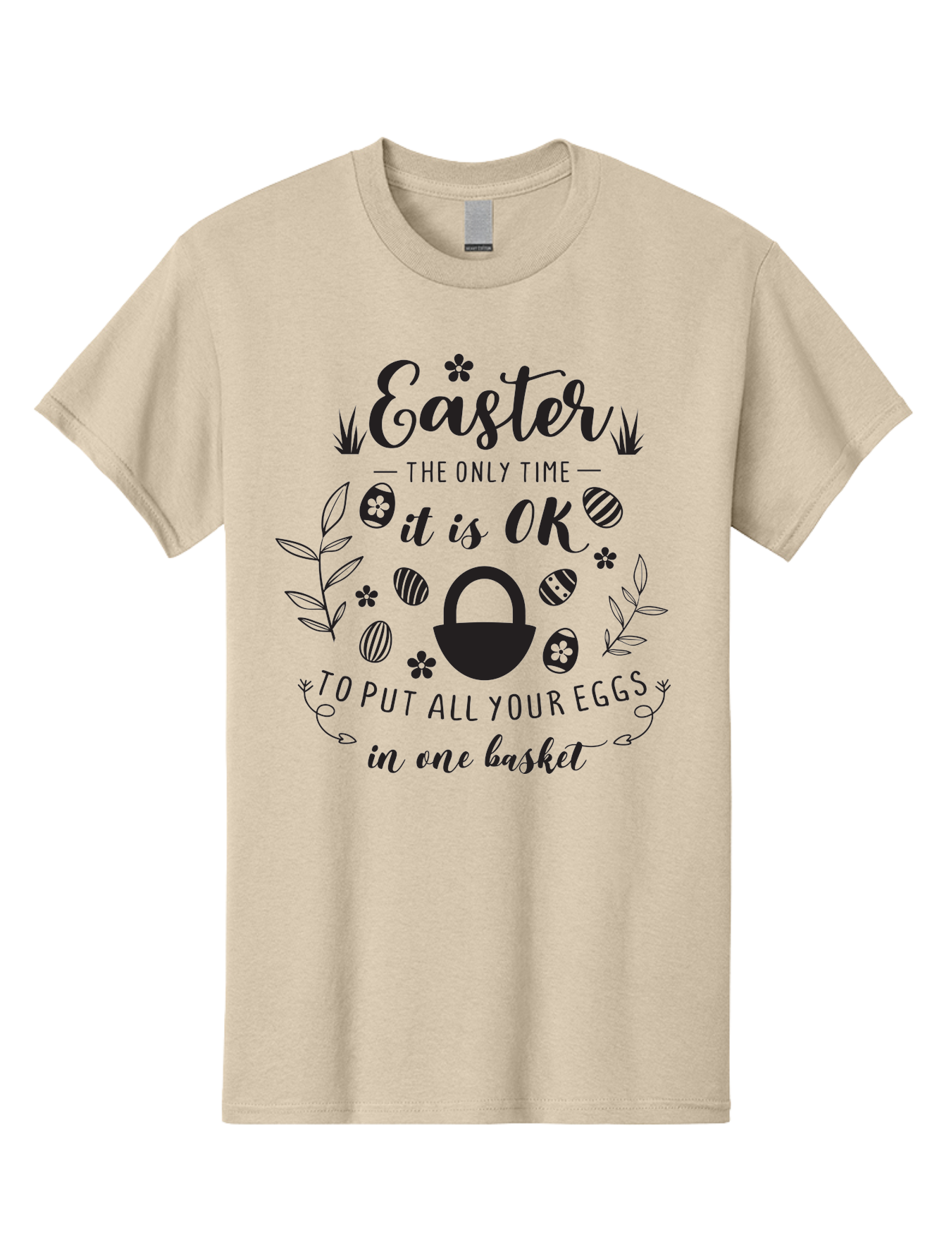 Easter-Eggs Men'S Graphic Tee, 100% Cotton, Comfortable Casual Summer Wear, Machine Washable, Easter Eggs, Egg Basket, Easter Basket, Egg Hunt, Spring Flowers, Easter Quote, Funny Easter, Easter Humor, Egg Decoration Aac677