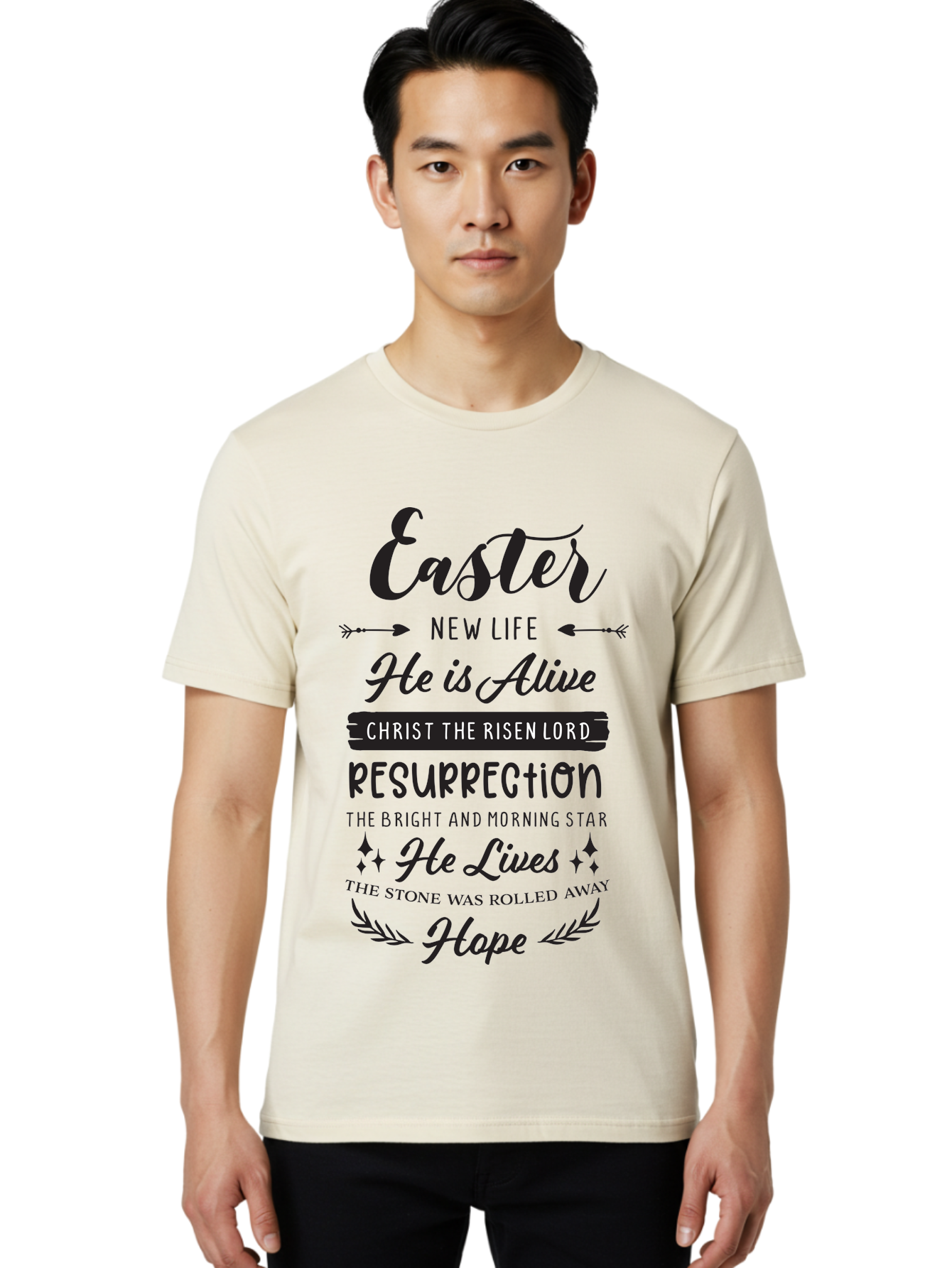 Easter Men'S Graphic Tee, 100% Cotton, Comfortable Casual Summer Wear, Machine Washable, Easter Message, He Is Alive, Christ The Risen Lord, Resurrection, New Life, Hope, Christian Faith, Biblical Scripture, Inspirational Quote, Aac678