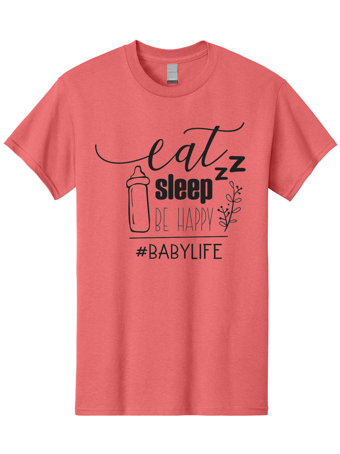 Eat-Sleep-Be-Happy Men'S Graphic Tee, 100% Cotton, Comfortable Casual Summer Wear, Machine Washable, Baby Bottle, Eat Sleep Be Happy, Baby Life, Newborn Care, Parenting Tips, Baby Essentials, Hashtag Babylife, Simple Design, Minimalist Style Aac681