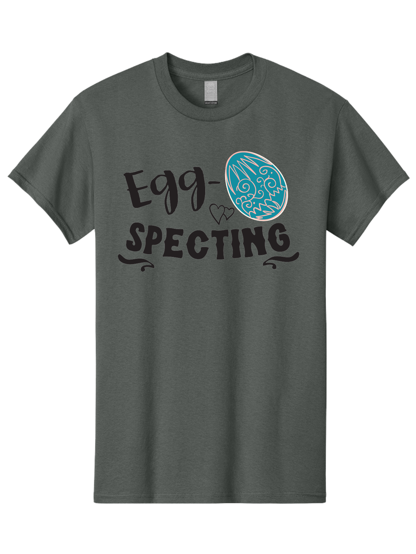 Egg-Specting Men'S Graphic Tee, 100% Cotton, Comfortable Casual Summer Wear, Machine Washable, Easter Egg, Egg Expecting, Cute Designs, Playful Graphics, Decorative Egg, Heart Symbol, Easter Theme, Spring Vibes, Baby Announcement Aac683