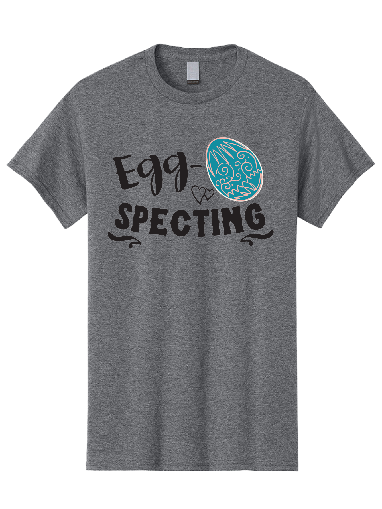 Egg-Specting Men'S Graphic Tee, 100% Cotton, Comfortable Casual Summer Wear, Machine Washable, Easter Egg, Egg Expecting, Cute Designs, Playful Graphics, Decorative Egg, Heart Symbol, Easter Theme, Spring Vibes, Baby Announcement Aac683