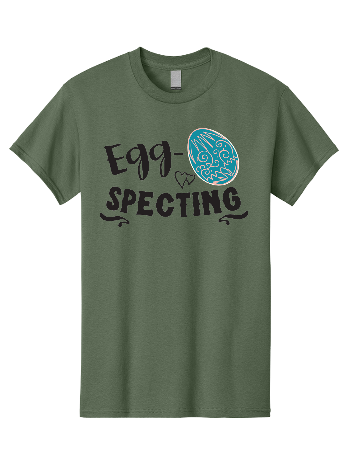 Egg-Specting Men'S Graphic Tee, 100% Cotton, Comfortable Casual Summer Wear, Machine Washable, Easter Egg, Egg Expecting, Cute Designs, Playful Graphics, Decorative Egg, Heart Symbol, Easter Theme, Spring Vibes, Baby Announcement Aac683