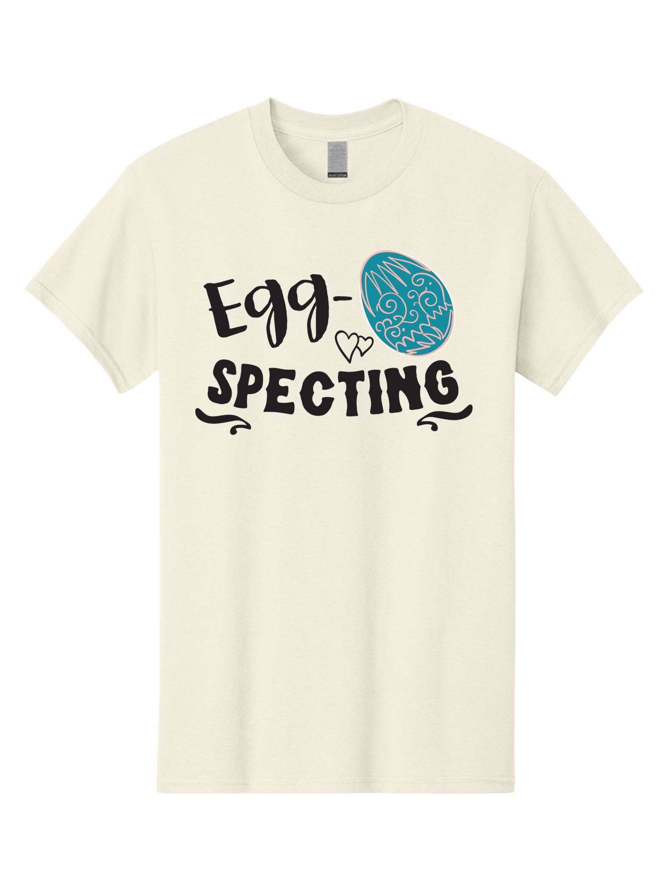 Egg-Specting Men'S Graphic Tee, 100% Cotton, Comfortable Casual Summer Wear, Machine Washable, Easter Egg, Egg Expecting, Cute Designs, Playful Graphics, Decorative Egg, Heart Symbol, Easter Theme, Spring Vibes, Baby Announcement Aac683