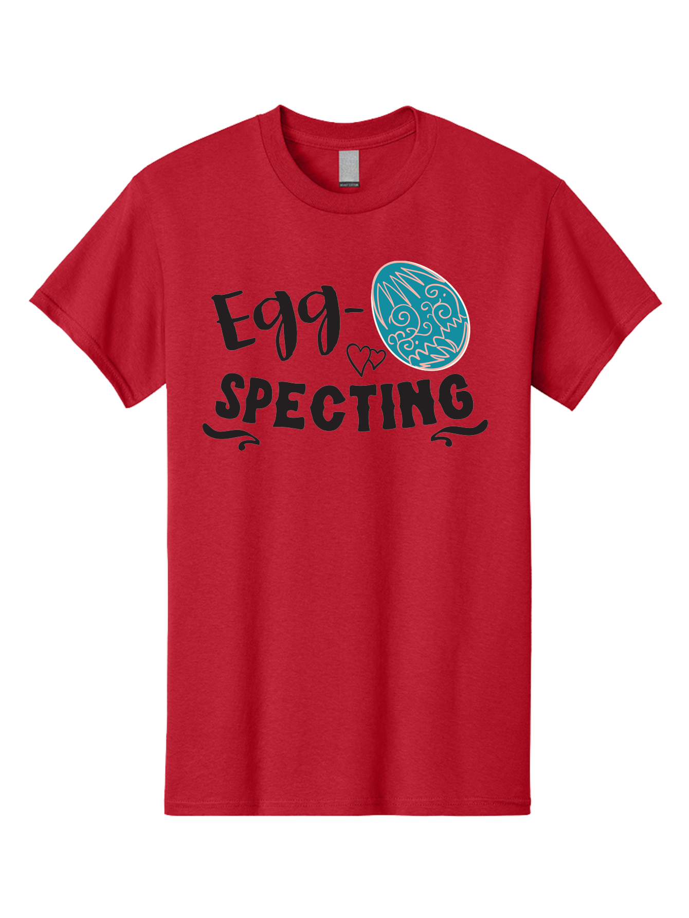 Egg-Specting Men'S Graphic Tee, 100% Cotton, Comfortable Casual Summer Wear, Machine Washable, Easter Egg, Egg Expecting, Cute Designs, Playful Graphics, Decorative Egg, Heart Symbol, Easter Theme, Spring Vibes, Baby Announcement Aac683