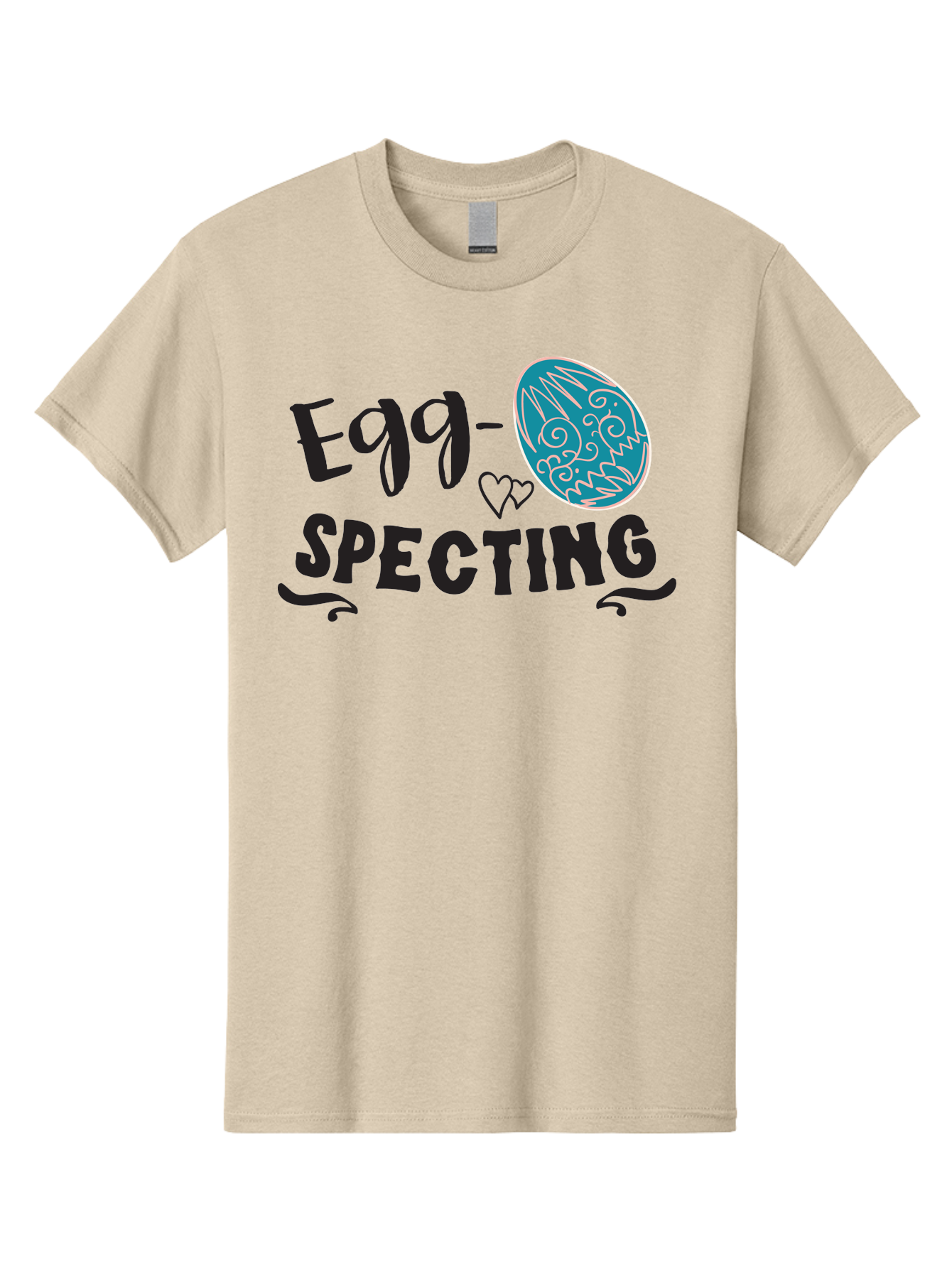 Egg-Specting Men'S Graphic Tee, 100% Cotton, Comfortable Casual Summer Wear, Machine Washable, Easter Egg, Egg Expecting, Cute Designs, Playful Graphics, Decorative Egg, Heart Symbol, Easter Theme, Spring Vibes, Baby Announcement Aac683