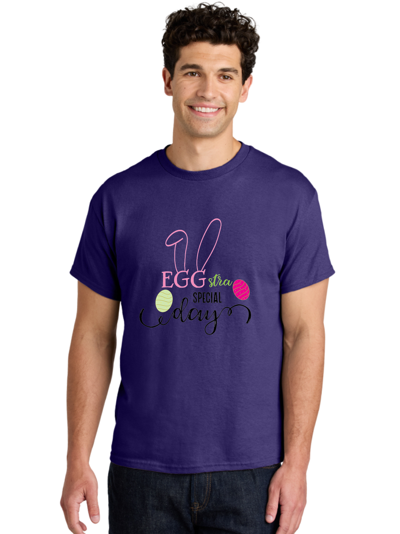 Eggstra-Special-Day Men'S Graphic Tee, 100% Cotton, Comfortable Casual Summer Wear, Machine Washable, Easter Eggs, Bunny Ears, Easter Celebration, Springtime Festivities, Holiday Graphics, Easter-Themed Decor, Festive Eggs, Easter Egg Hunt Aac684
