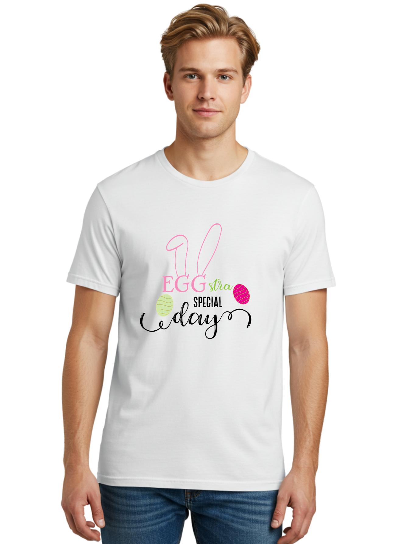Eggstra-Special-Day Men'S Graphic Tee, 100% Cotton, Comfortable Casual Summer Wear, Machine Washable, Easter Eggs, Bunny Ears, Easter Celebration, Springtime Festivities, Holiday Graphics, Easter-Themed Decor, Festive Eggs, Easter Egg Hunt Aac684