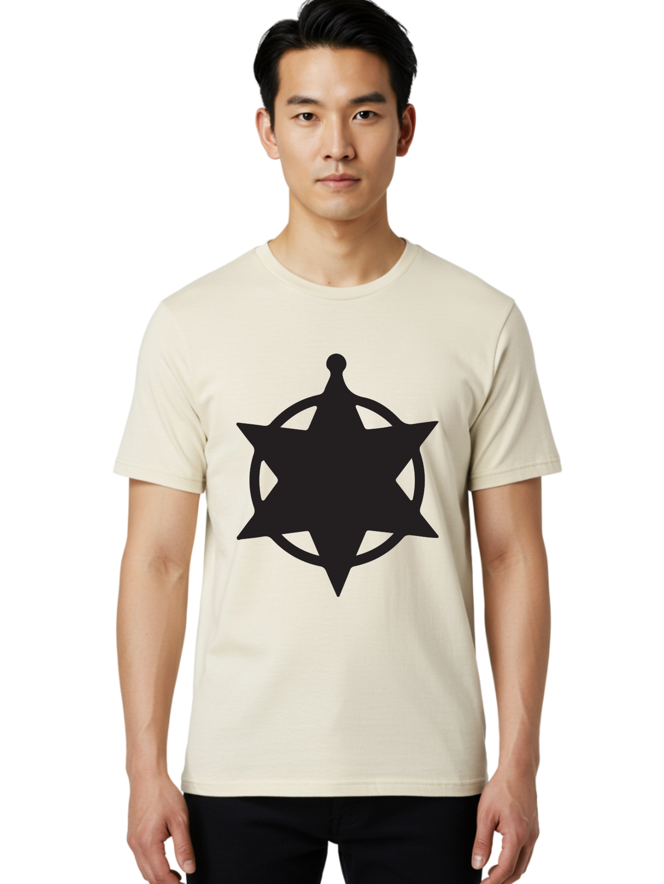 Eight-Pointed-Star-Symbol Men'S Graphic Tee, 100% Cotton, Comfortable Casual Summer Wear, Machine Washable, Chaos Symbol, Chaos Star, Eight Pointed Star, Occult Symbol, Pagan Symbol, Mystical Emblem, Abstract Art, Symbolic Representation Aac685