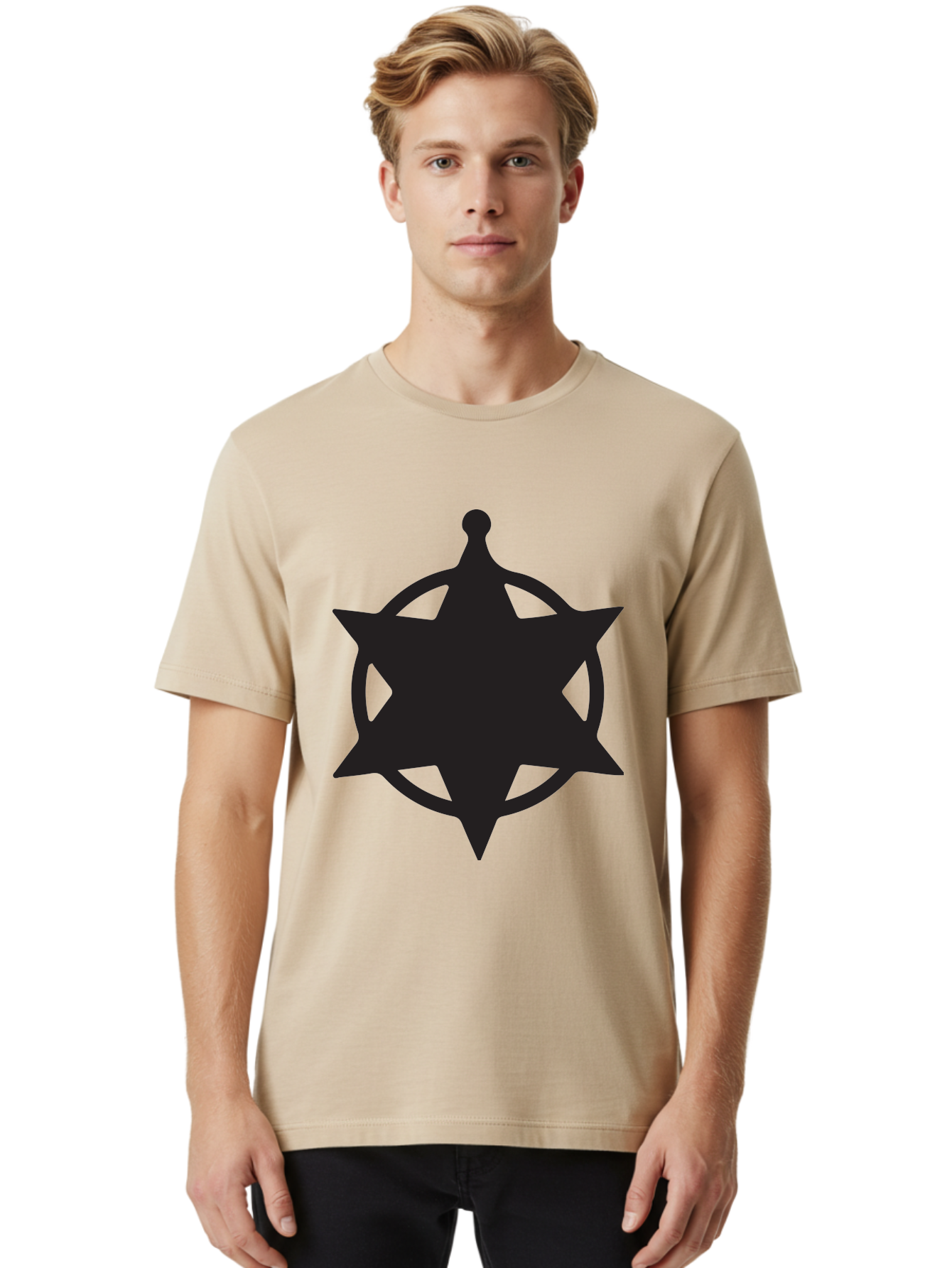 Eight-Pointed-Star-Symbol Men'S Graphic Tee, 100% Cotton, Comfortable Casual Summer Wear, Machine Washable, Chaos Symbol, Chaos Star, Eight Pointed Star, Occult Symbol, Pagan Symbol, Mystical Emblem, Abstract Art, Symbolic Representation Aac685