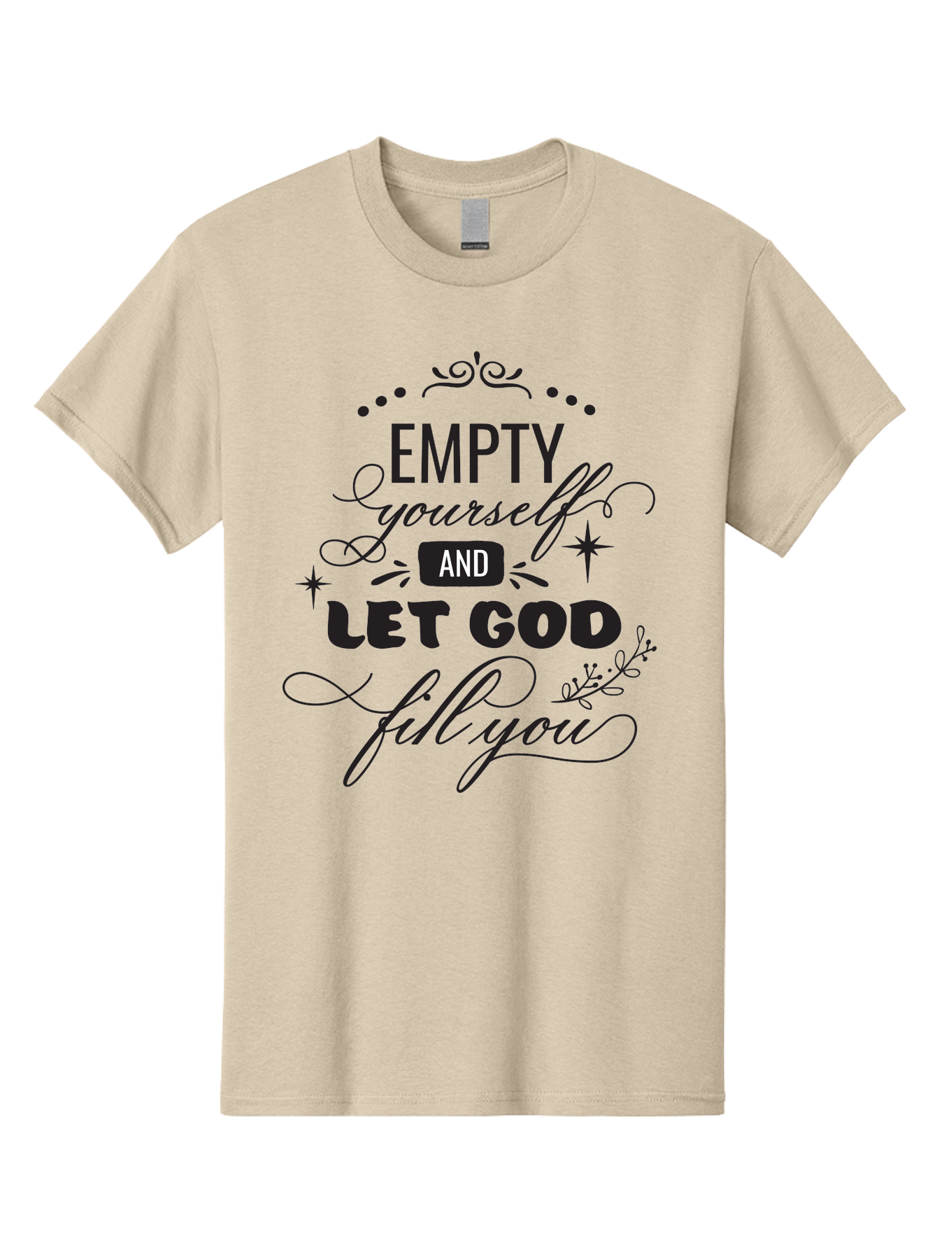 Empty-Yourself-And-Let-God-Fill-You Men'S Graphic Tee, 100% Cotton, Comfortable Casual Summer Wear, Machine Washable, Inspirational Quote, Motivational Words, Spiritual Guidance, Faith-Based Message, Positive Affirmation, Inner Peace, Aac686