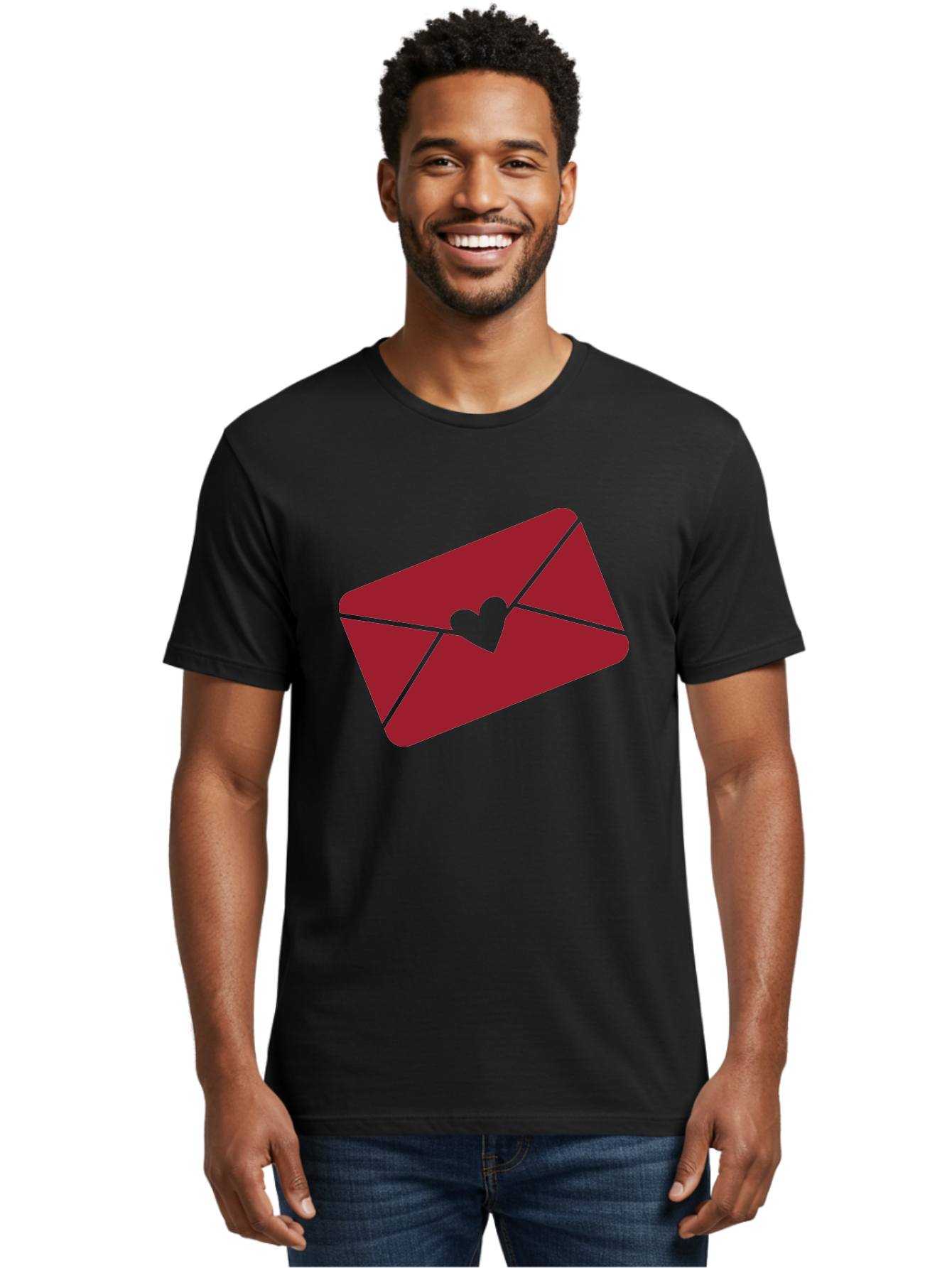 Envelope-With-Heart-1 Men'S Graphic Tee, 100% Cotton, Comfortable Casual Summer Wear, Machine Washable, Love Letter, Romantic Gesture, Heartfelt Message, Envelope Icon, Sealed With Love, Heartfelt Symbol, Affectionate Gesture, Loving Note Aac688