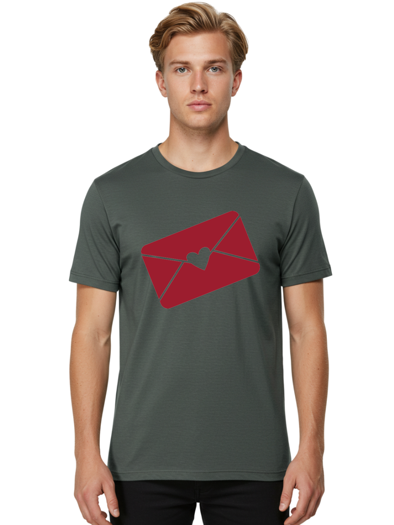 Envelope-With-Heart-1 Men'S Graphic Tee, 100% Cotton, Comfortable Casual Summer Wear, Machine Washable, Love Letter, Romantic Gesture, Heartfelt Message, Envelope Icon, Sealed With Love, Heartfelt Symbol, Affectionate Gesture, Loving Note Aac688