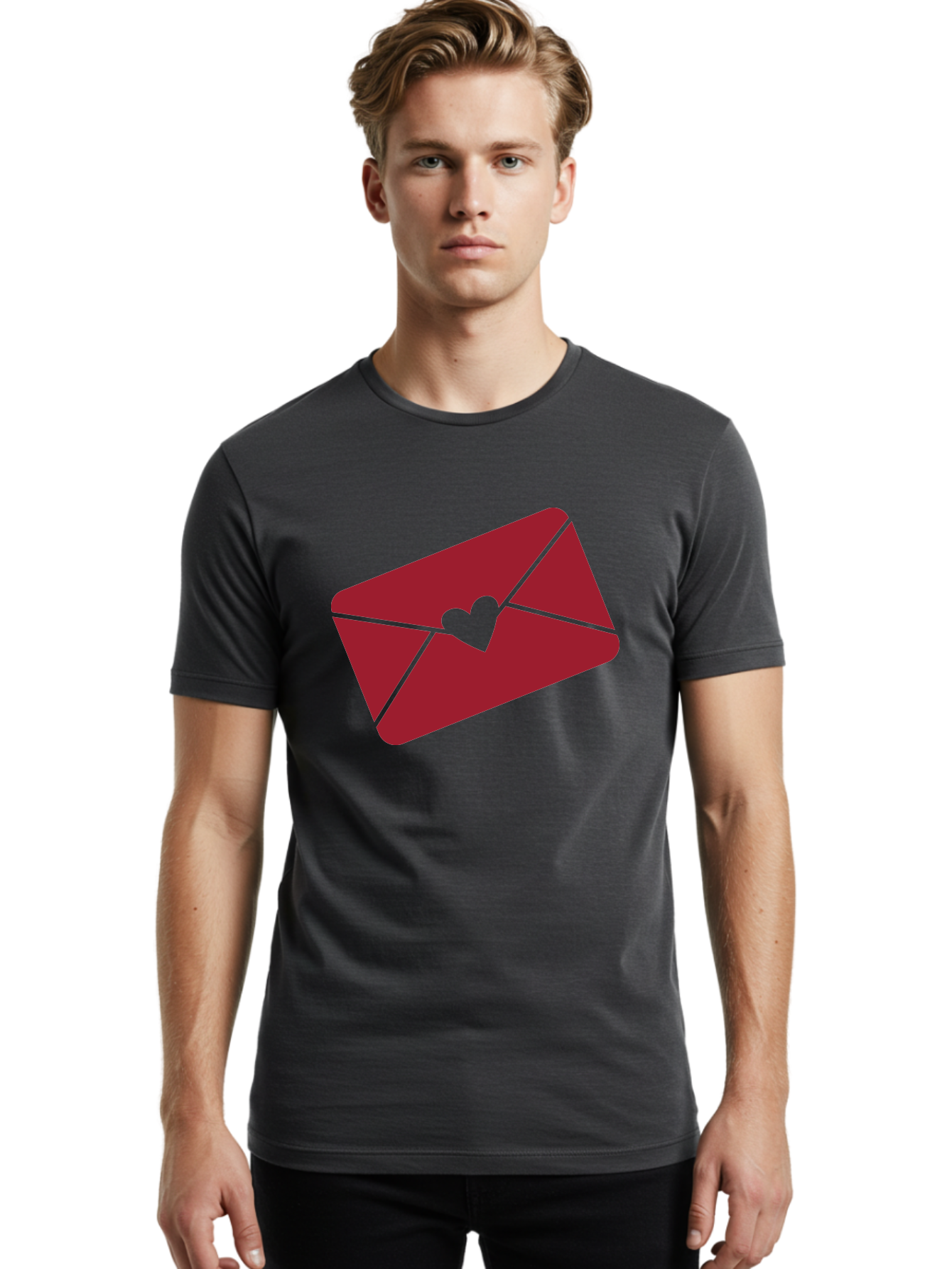 Envelope-With-Heart-1 Men'S Graphic Tee, 100% Cotton, Comfortable Casual Summer Wear, Machine Washable, Love Letter, Romantic Gesture, Heartfelt Message, Envelope Icon, Sealed With Love, Heartfelt Symbol, Affectionate Gesture, Loving Note Aac688