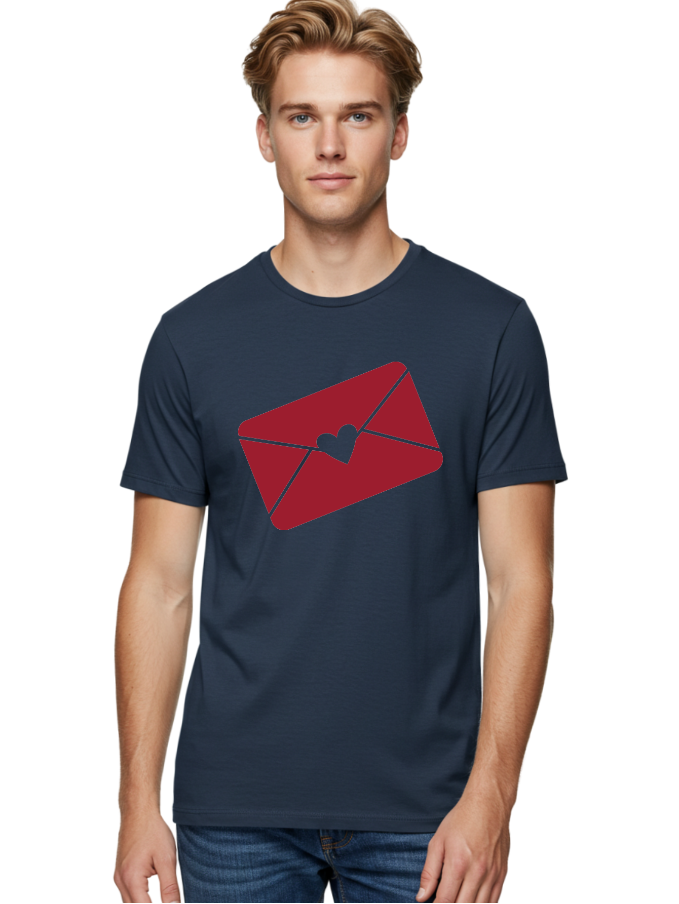 Envelope-With-Heart-1 Men'S Graphic Tee, 100% Cotton, Comfortable Casual Summer Wear, Machine Washable, Love Letter, Romantic Gesture, Heartfelt Message, Envelope Icon, Sealed With Love, Heartfelt Symbol, Affectionate Gesture, Loving Note Aac688