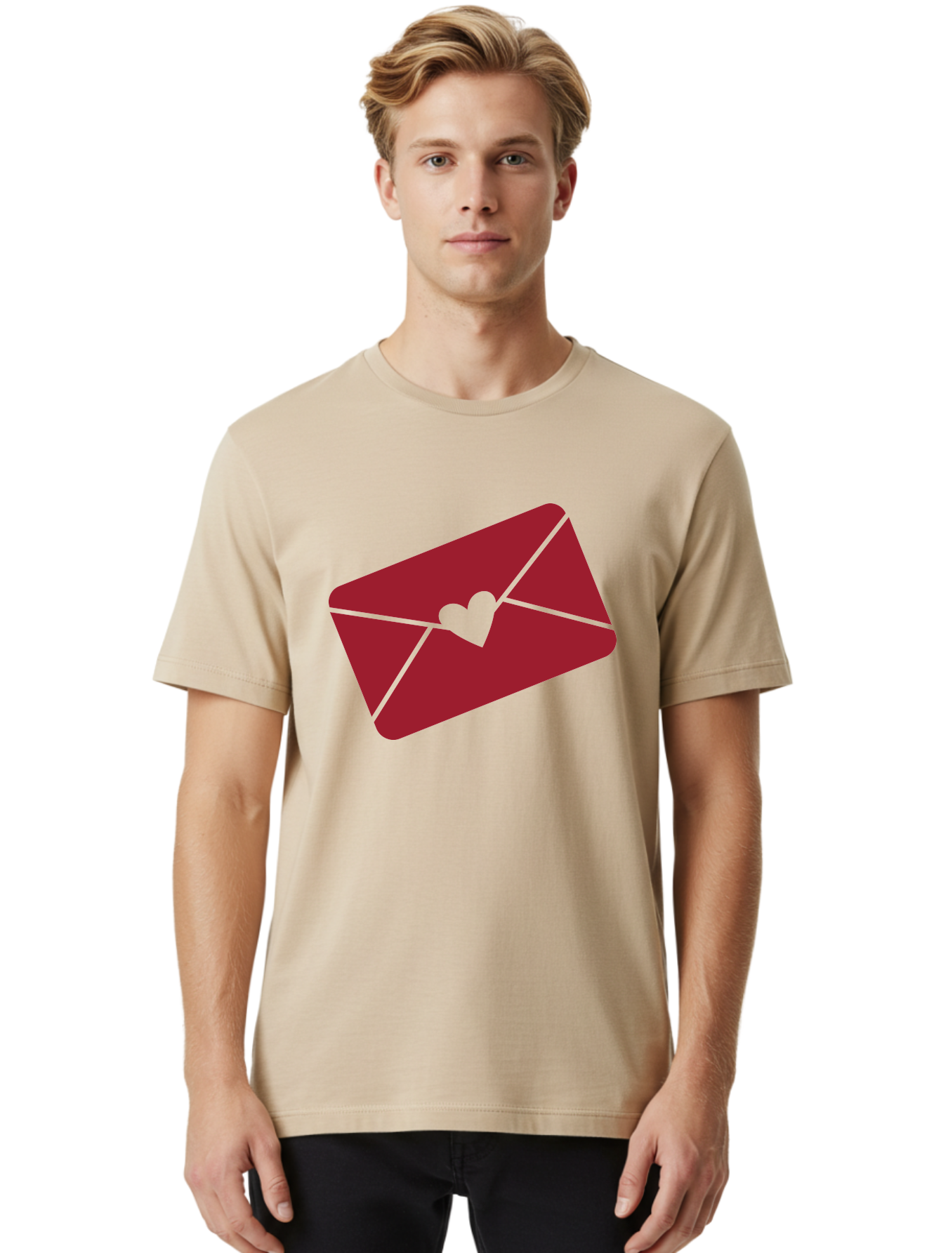 Envelope-With-Heart-1 Men'S Graphic Tee, 100% Cotton, Comfortable Casual Summer Wear, Machine Washable, Love Letter, Romantic Gesture, Heartfelt Message, Envelope Icon, Sealed With Love, Heartfelt Symbol, Affectionate Gesture, Loving Note Aac688