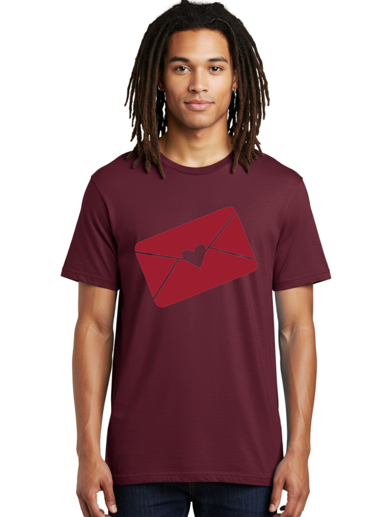 Envelope-With-Heart Men'S Graphic Tee, 100% Cotton, Comfortable Casual Summer Wear, Machine Washable, Love Letter, Romantic Gesture, Valentines Day Card, Heart Symbol, Sealed Envelope, Affectionate Message, Digital Illustration, Aac689