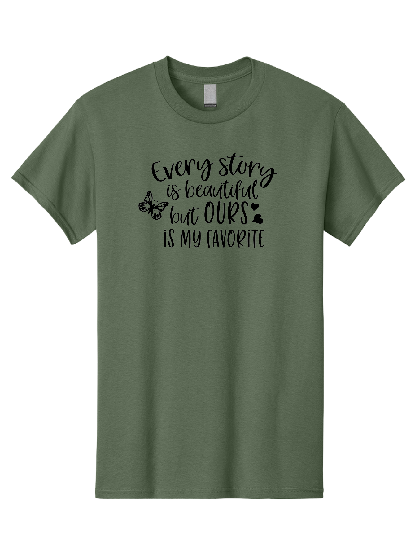 Every-Story-Is-Beautiful-But-Ours-Is-My-Favorite Men'S Graphic Tee, 100% Cotton, Comfortable Casual Summer Wear, Machine Washable, Love Quote, Romantic Phrase, Couple Goals, Relationship Inspiration, Black Lettering, Butterfly Symbol, Aac691