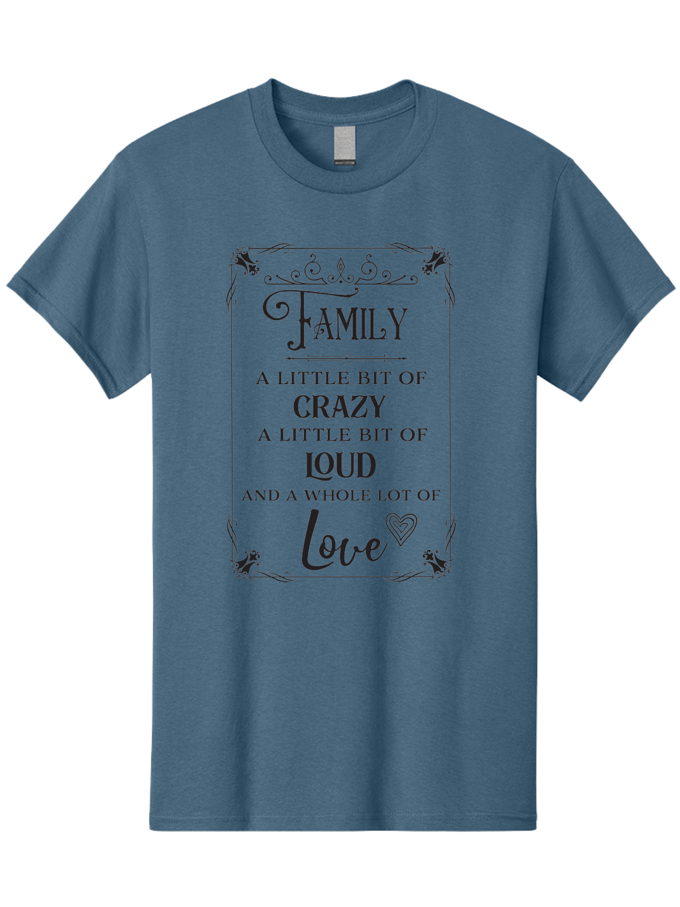 Family-A-Little-Bit-Of-Crazy Men'S Graphic Tee, 100% Cotton, Comfortable Casual Summer Wear, Machine Washable, Family Love, Crazy Family, Loud Family, Family Quotes, Love Quotes, Heartwarming Sayings, Family Values, Family Bonding Aac705