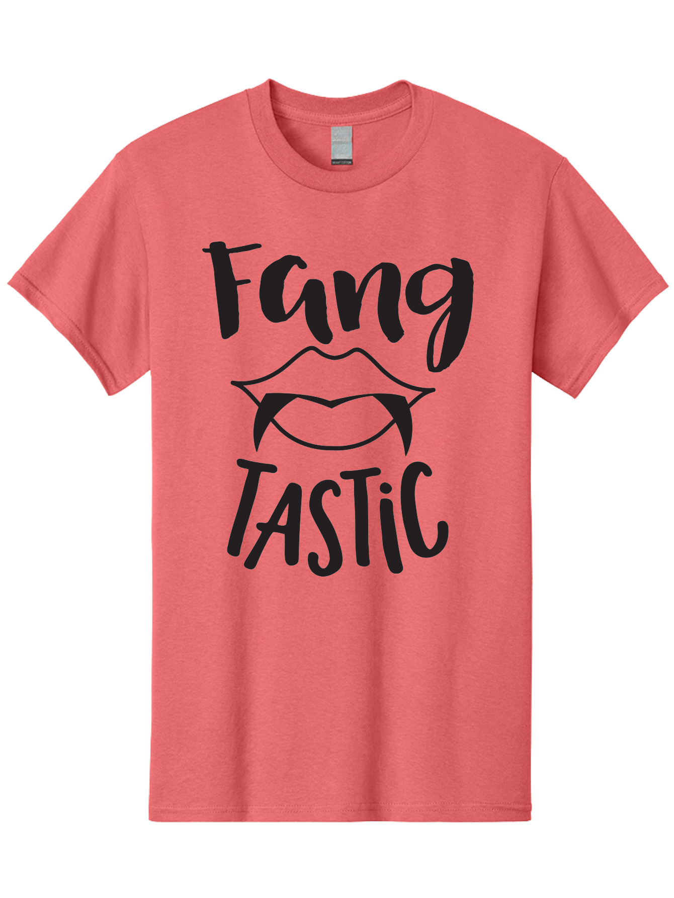 Fang-Tastic Men'S Graphic Tee, 100% Cotton, Comfortable Casual Summer Wear, Machine Washable, Vampire Fangs, Dark Humor, Fang Tastic, Gothic Style, Spooky Chic, Vampire-Inspired, Edgy Fashion, Bold Graphics, Playful Typography Aac706