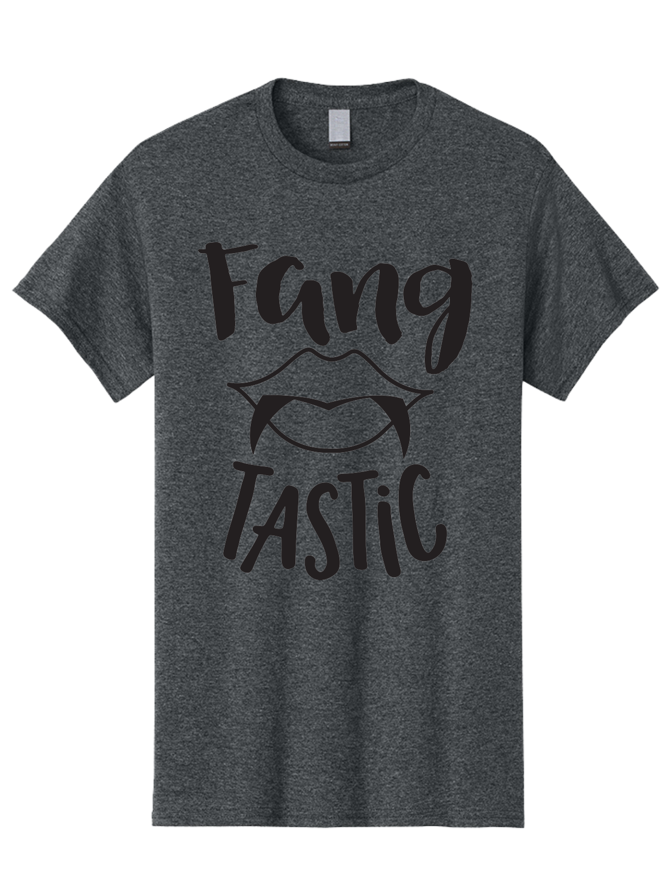 Fang-Tastic Men'S Graphic Tee, 100% Cotton, Comfortable Casual Summer Wear, Machine Washable, Vampire Fangs, Dark Humor, Fang Tastic, Gothic Style, Spooky Chic, Vampire-Inspired, Edgy Fashion, Bold Graphics, Playful Typography Aac706