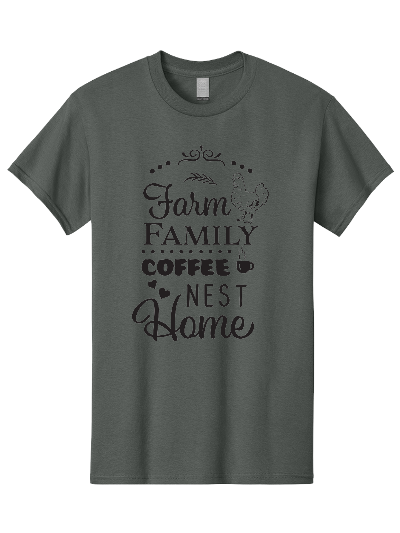 Farm-Family-Coffee-Nest-Home Men'S Graphic Tee, 100% Cotton, Comfortable Casual Summer Wear, Machine Washable, Farmhouse Decor, Family Love, Coffee Lovers, Cozy Home, Chicken Theme, Rustic Charm, Home Sweet Home, Farm Fresh Aac707