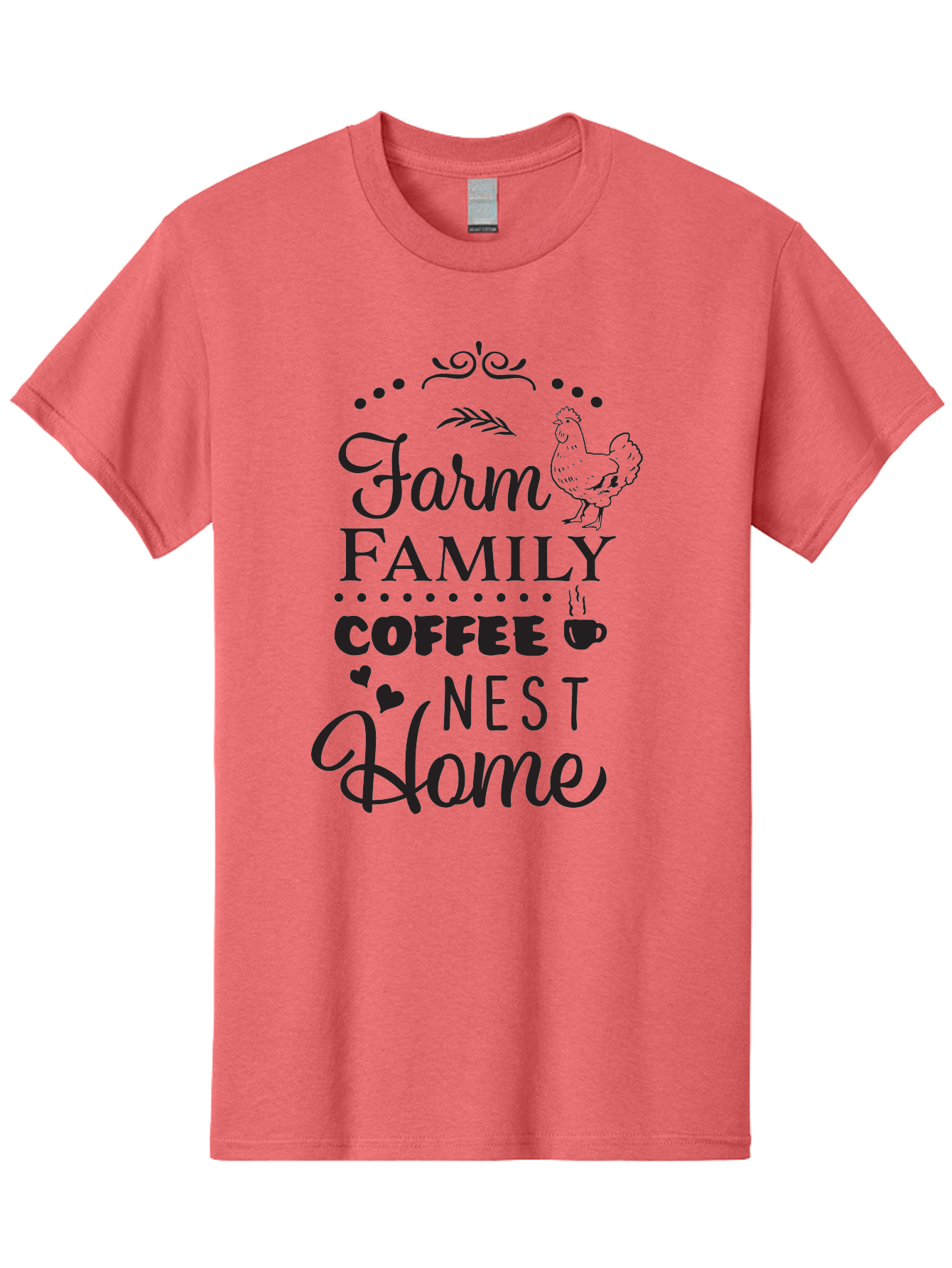 Farm-Family-Coffee-Nest-Home Men'S Graphic Tee, 100% Cotton, Comfortable Casual Summer Wear, Machine Washable, Farmhouse Decor, Family Love, Coffee Lovers, Cozy Home, Chicken Theme, Rustic Charm, Home Sweet Home, Farm Fresh Aac707