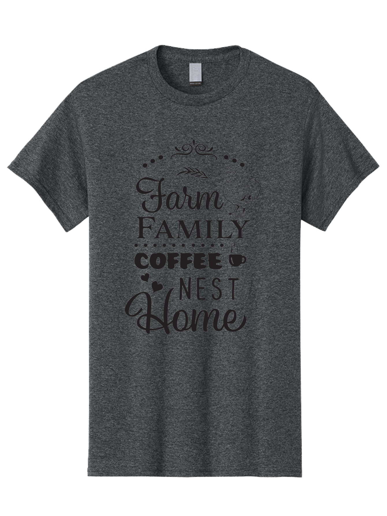 Farm-Family-Coffee-Nest-Home Men'S Graphic Tee, 100% Cotton, Comfortable Casual Summer Wear, Machine Washable, Farmhouse Decor, Family Love, Coffee Lovers, Cozy Home, Chicken Theme, Rustic Charm, Home Sweet Home, Farm Fresh Aac707