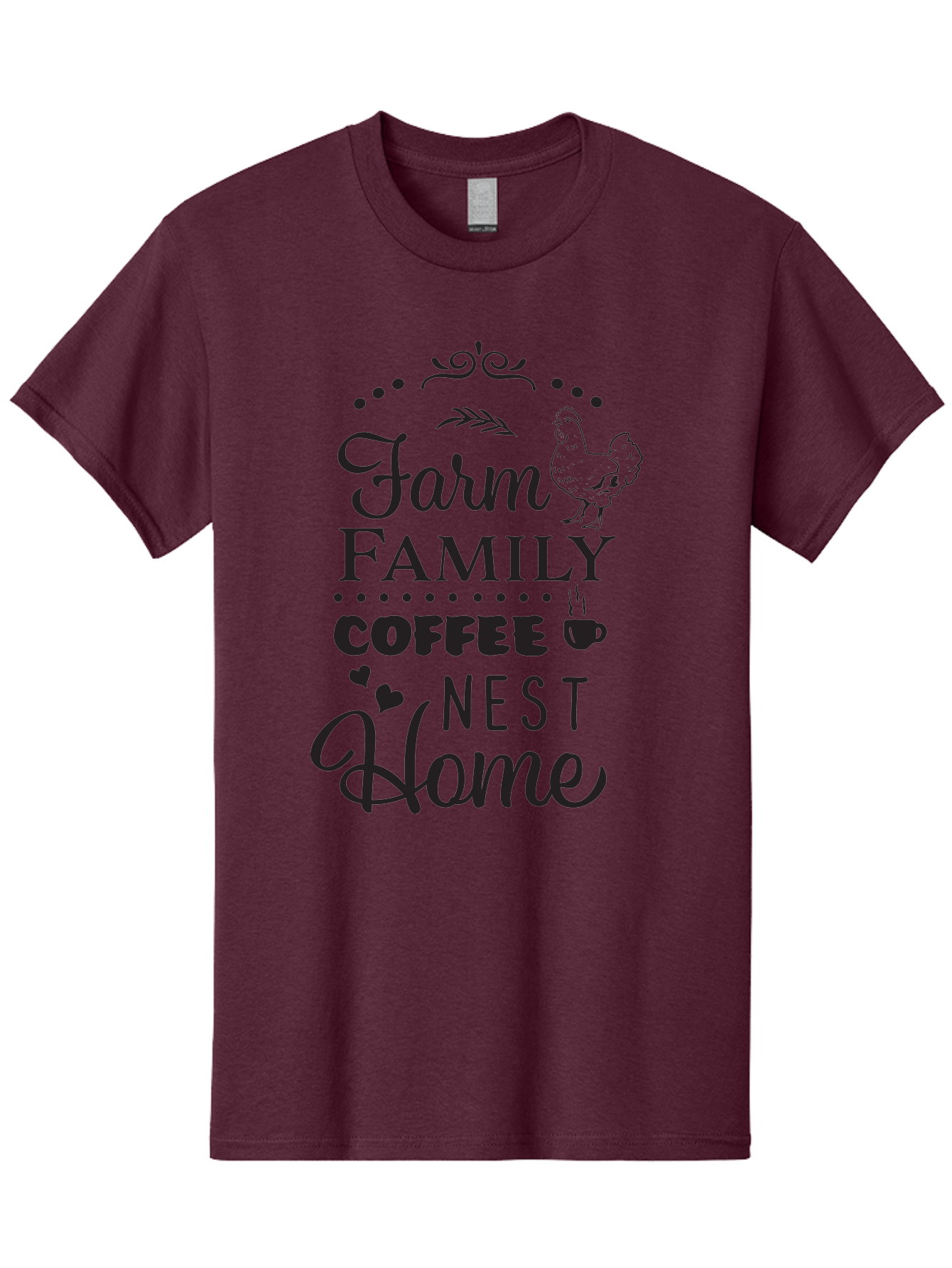 Farm-Family-Coffee-Nest-Home Men'S Graphic Tee, 100% Cotton, Comfortable Casual Summer Wear, Machine Washable, Farmhouse Decor, Family Love, Coffee Lovers, Cozy Home, Chicken Theme, Rustic Charm, Home Sweet Home, Farm Fresh Aac707