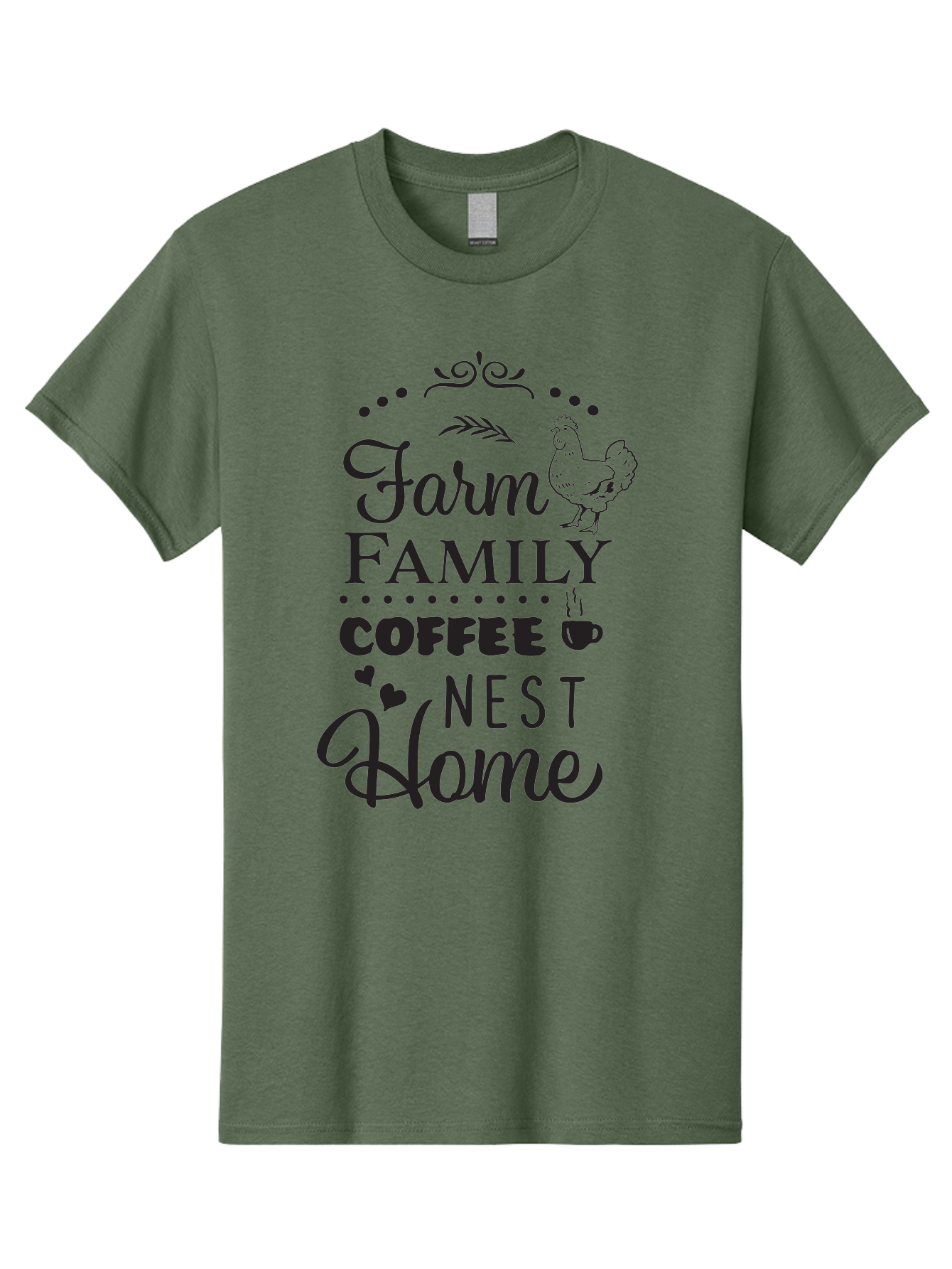Farm-Family-Coffee-Nest-Home Men'S Graphic Tee, 100% Cotton, Comfortable Casual Summer Wear, Machine Washable, Farmhouse Decor, Family Love, Coffee Lovers, Cozy Home, Chicken Theme, Rustic Charm, Home Sweet Home, Farm Fresh Aac707