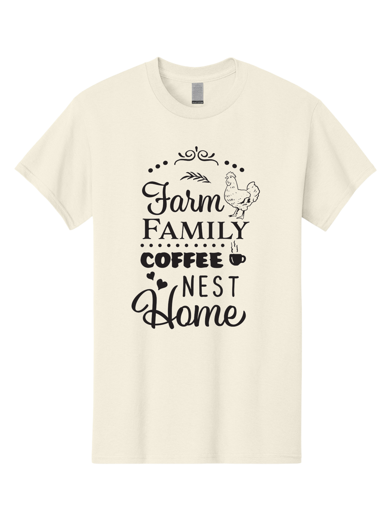 Farm-Family-Coffee-Nest-Home Men'S Graphic Tee, 100% Cotton, Comfortable Casual Summer Wear, Machine Washable, Farmhouse Decor, Family Love, Coffee Lovers, Cozy Home, Chicken Theme, Rustic Charm, Home Sweet Home, Farm Fresh Aac707