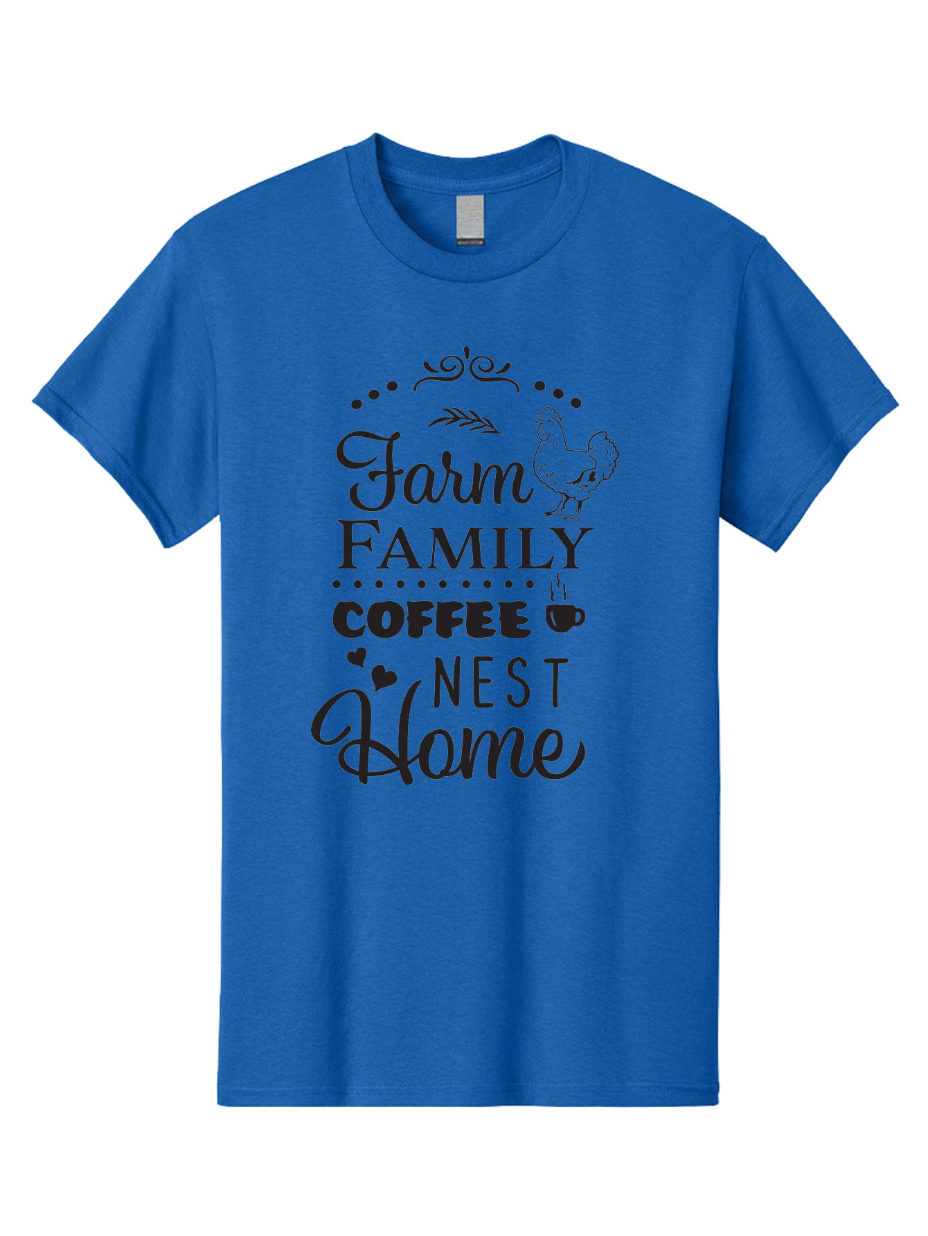 Farm-Family-Coffee-Nest-Home Men'S Graphic Tee, 100% Cotton, Comfortable Casual Summer Wear, Machine Washable, Farmhouse Decor, Family Love, Coffee Lovers, Cozy Home, Chicken Theme, Rustic Charm, Home Sweet Home, Farm Fresh Aac707