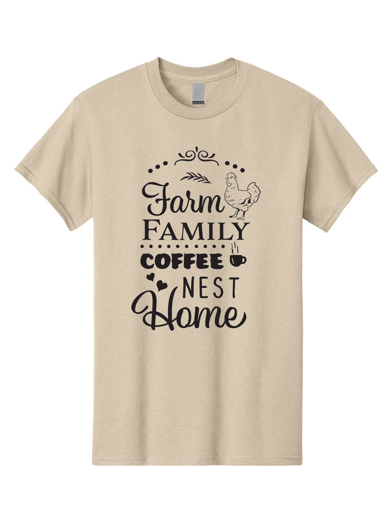 Farm-Family-Coffee-Nest-Home Men'S Graphic Tee, 100% Cotton, Comfortable Casual Summer Wear, Machine Washable, Farmhouse Decor, Family Love, Coffee Lovers, Cozy Home, Chicken Theme, Rustic Charm, Home Sweet Home, Farm Fresh Aac707