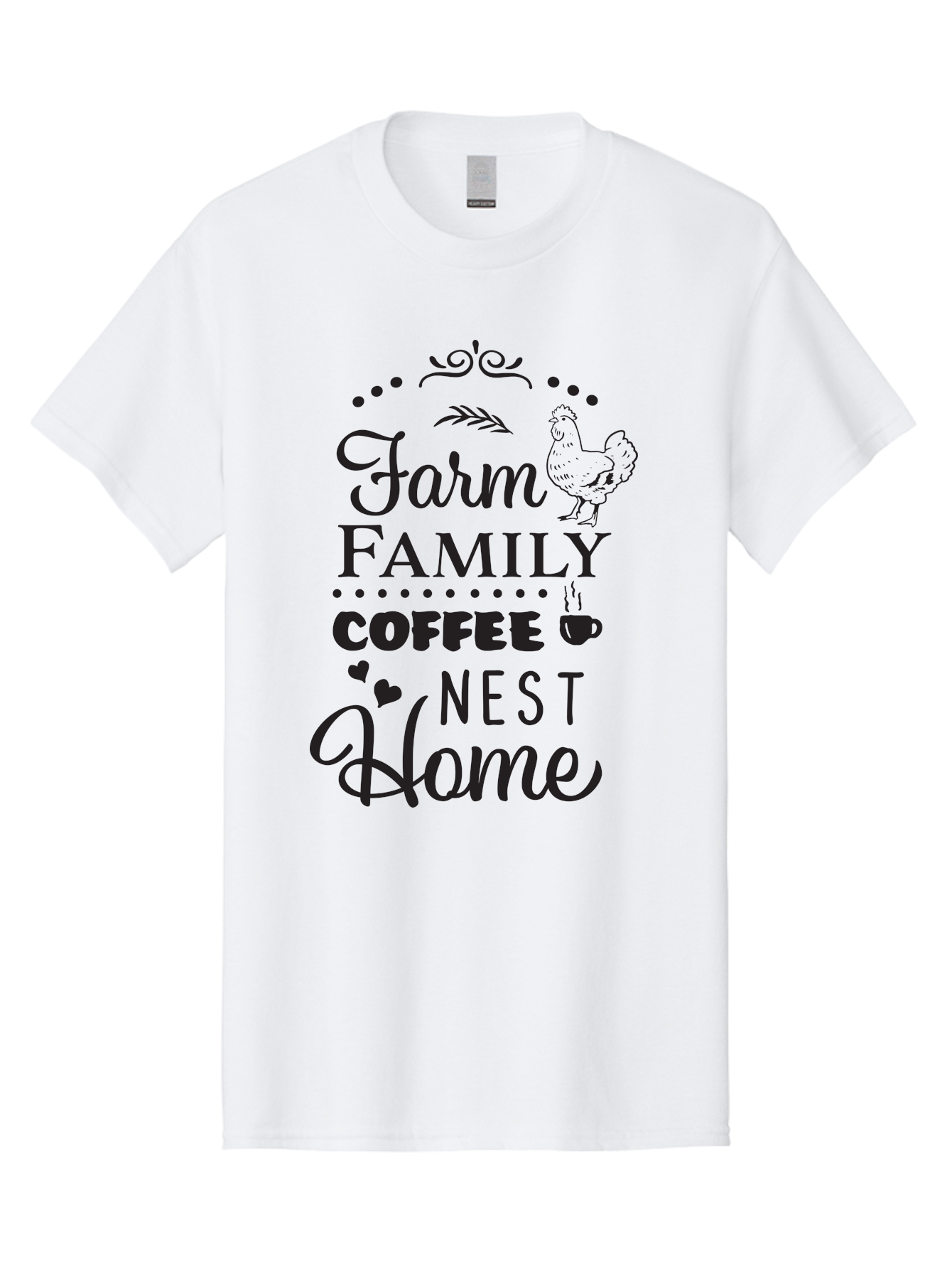 Farm-Family-Coffee-Nest-Home Men'S Graphic Tee, 100% Cotton, Comfortable Casual Summer Wear, Machine Washable, Farmhouse Decor, Family Love, Coffee Lovers, Cozy Home, Chicken Theme, Rustic Charm, Home Sweet Home, Farm Fresh Aac707