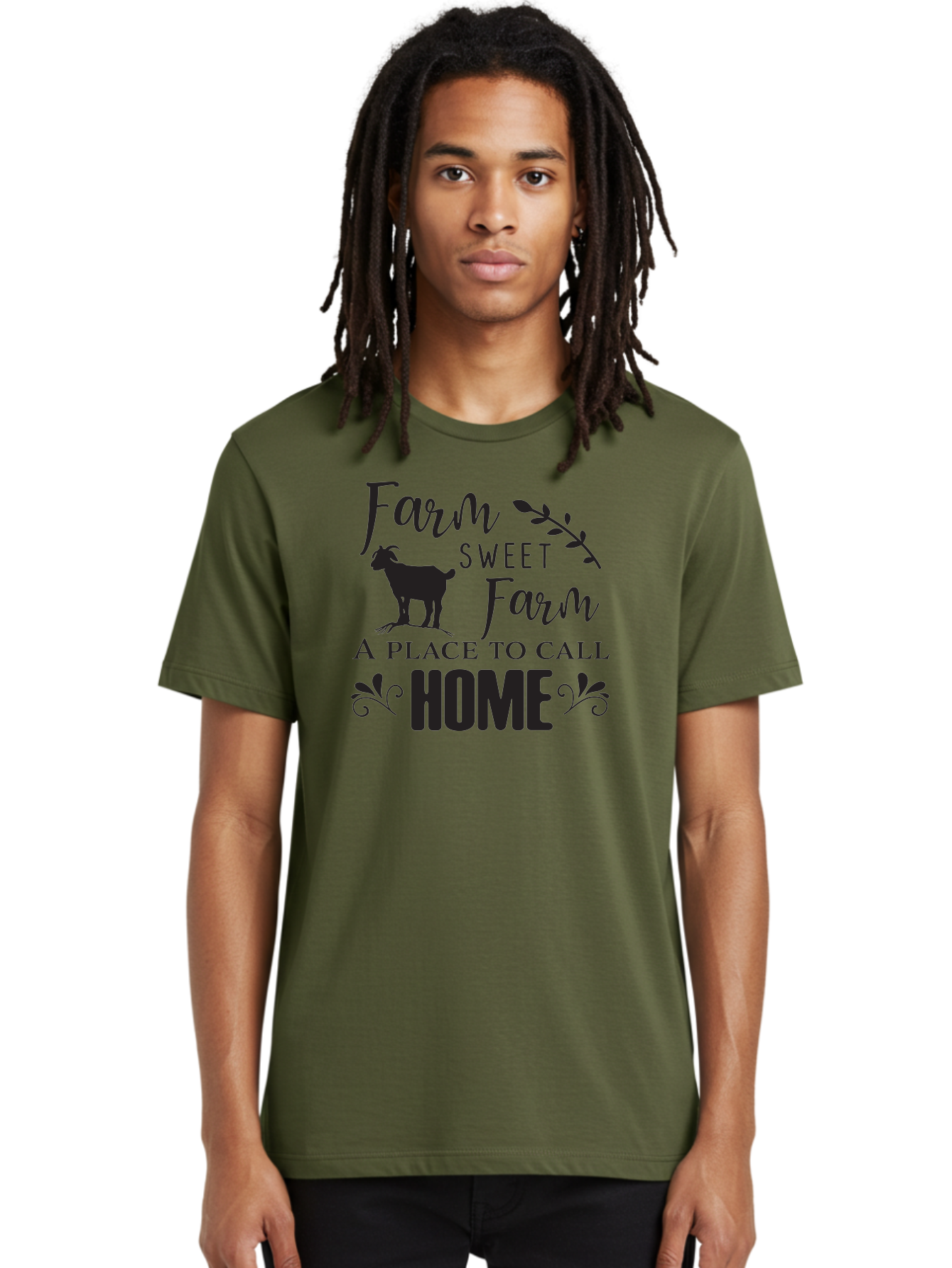 Farm-Sweet-Farm Men'S Graphic Tee, 100% Cotton, Comfortable Casual Summer Wear, Machine Washable, Farmhouse Decor, Rustic Charm, Country Living, Farm Animals, Goat Silhouette, Home Decor, Rural Life, Countryside, Farmhouse Style Aac708