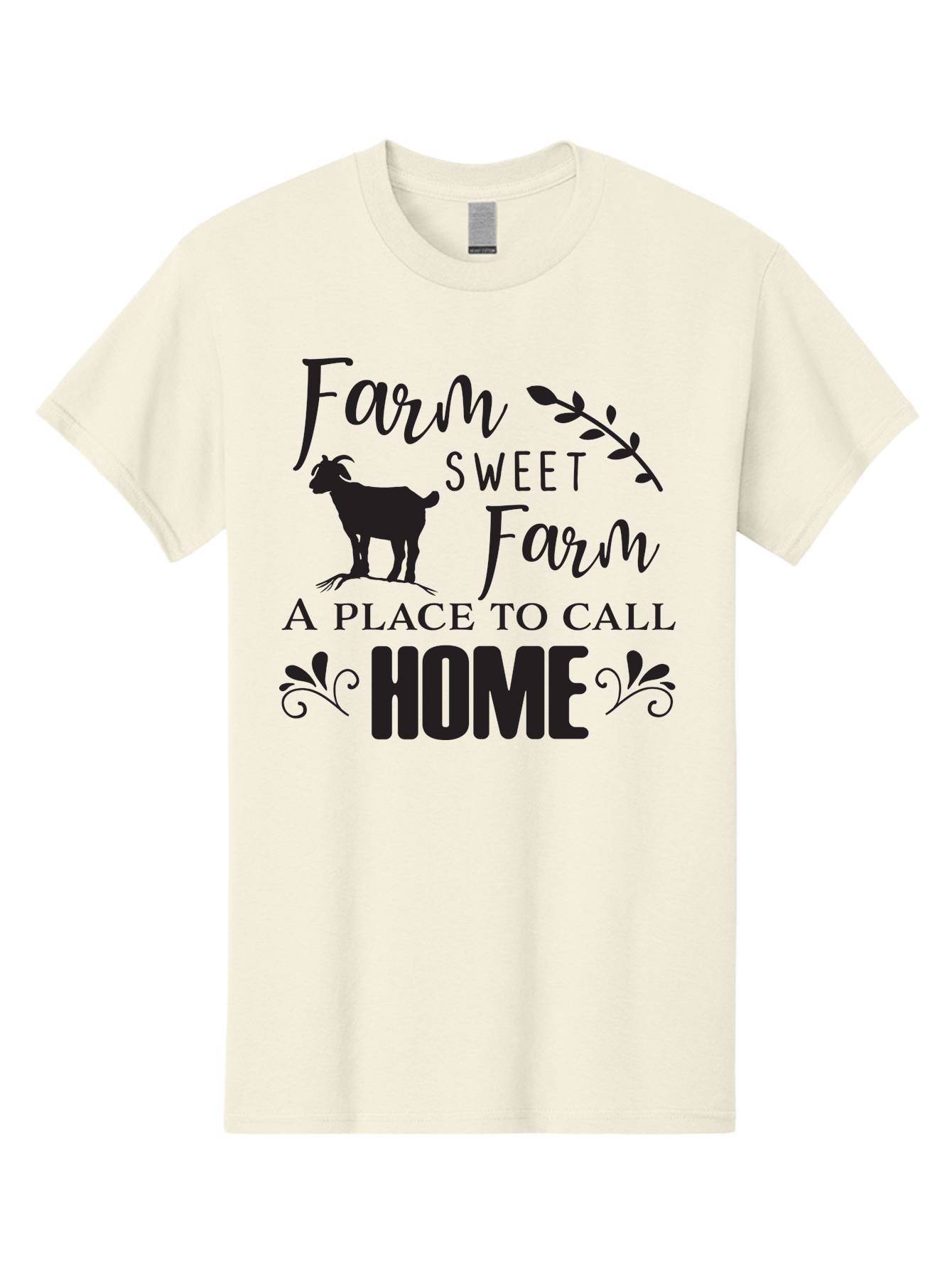 Farm-Sweet-Farm Men'S Graphic Tee, 100% Cotton, Comfortable Casual Summer Wear, Machine Washable, Farmhouse Decor, Rustic Charm, Country Living, Farm Animals, Goat Silhouette, Home Decor, Rural Life, Countryside, Farmhouse Style Aac708