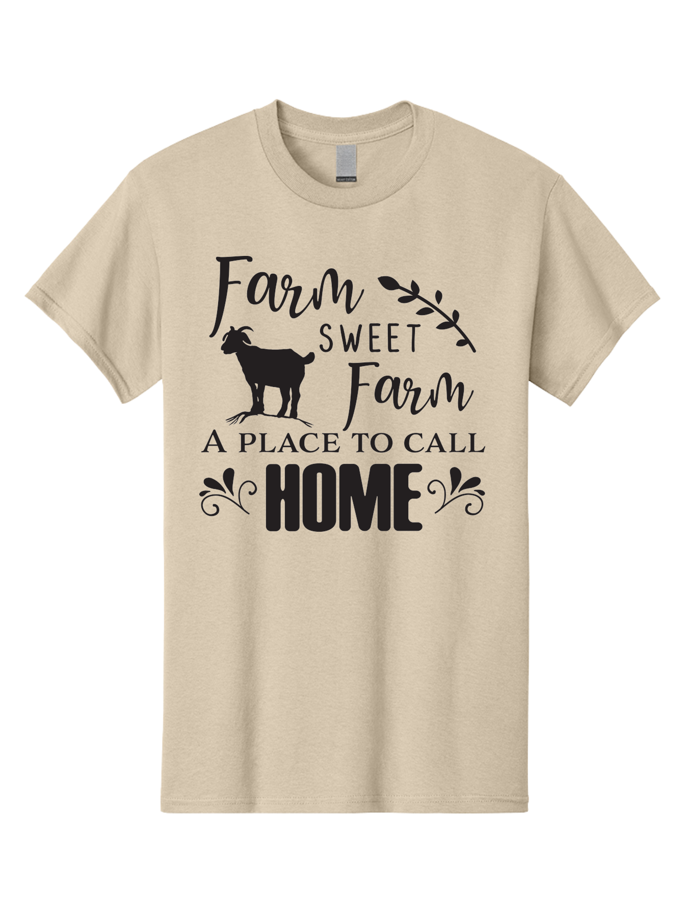 Farm-Sweet-Farm Men'S Graphic Tee, 100% Cotton, Comfortable Casual Summer Wear, Machine Washable, Farmhouse Decor, Rustic Charm, Country Living, Farm Animals, Goat Silhouette, Home Decor, Rural Life, Countryside, Farmhouse Style Aac708