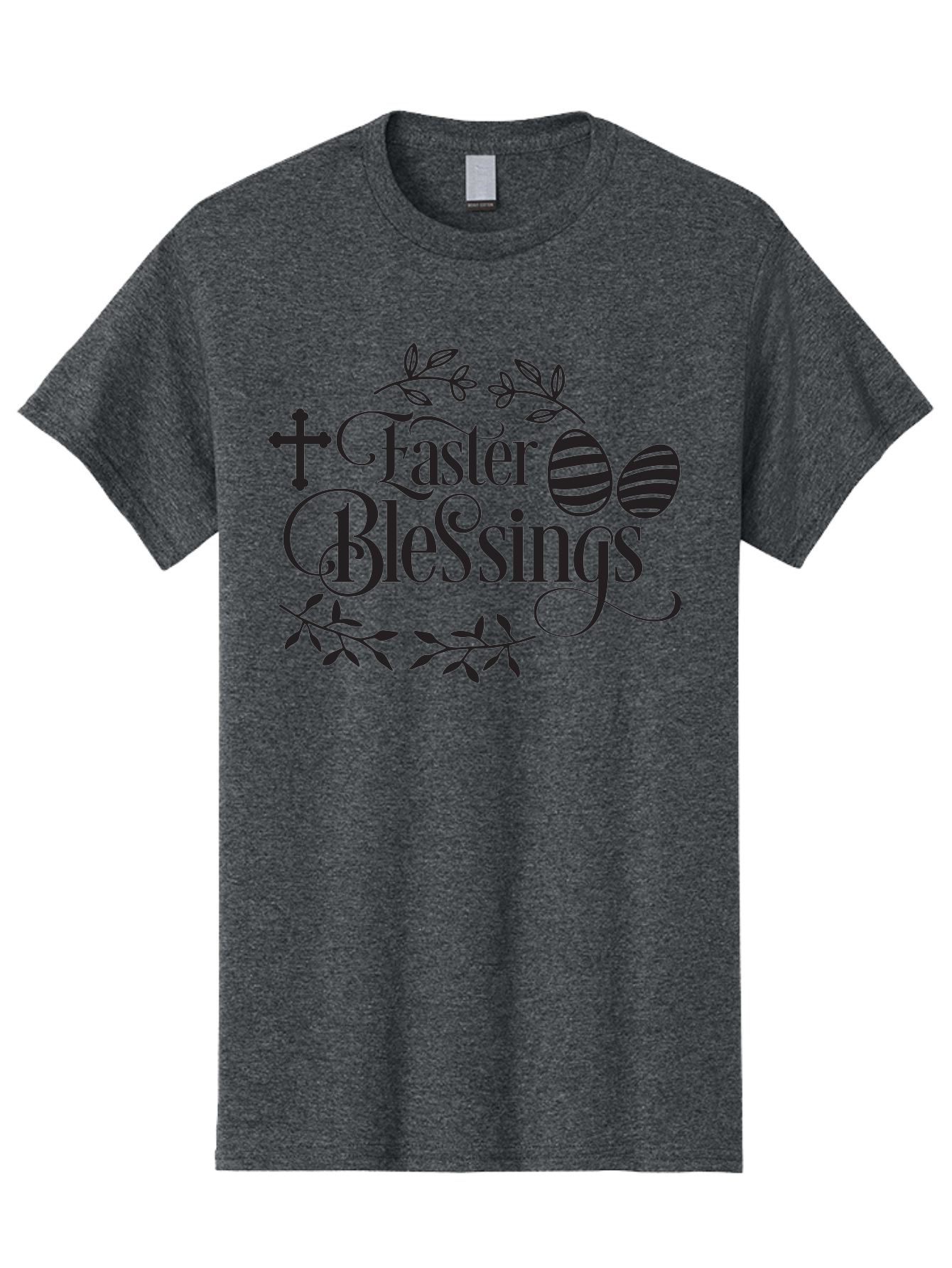 Faster-Blessings Men'S Graphic Tee, 100% Cotton, Comfortable Casual Summer Wear, Machine Washable, Easter Eggs, Easter Blessings, Christian Easter, Decorated Eggs, Spiritual Easter Wishes, Faith-Based Easter Greetings, Easter Cross, Aac709