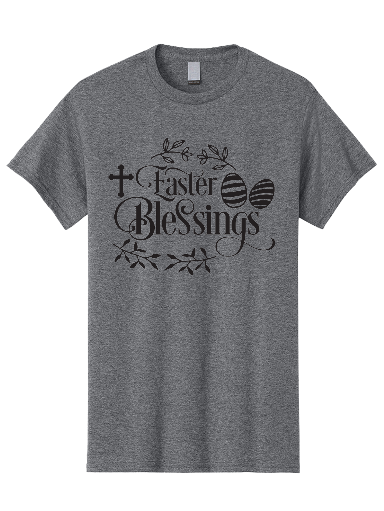 Faster-Blessings Men'S Graphic Tee, 100% Cotton, Comfortable Casual Summer Wear, Machine Washable, Easter Eggs, Easter Blessings, Christian Easter, Decorated Eggs, Spiritual Easter Wishes, Faith-Based Easter Greetings, Easter Cross, Aac709